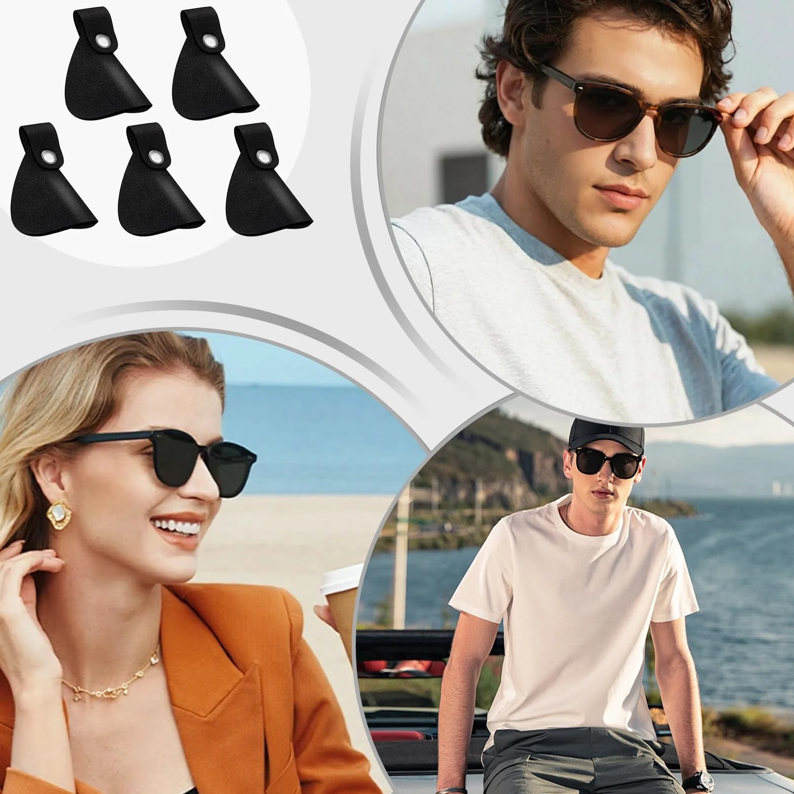 Protège-nez 5 pièces, protection solaire coupe-vent cache-yeux pour lunettes de soleil bronzage extérieur