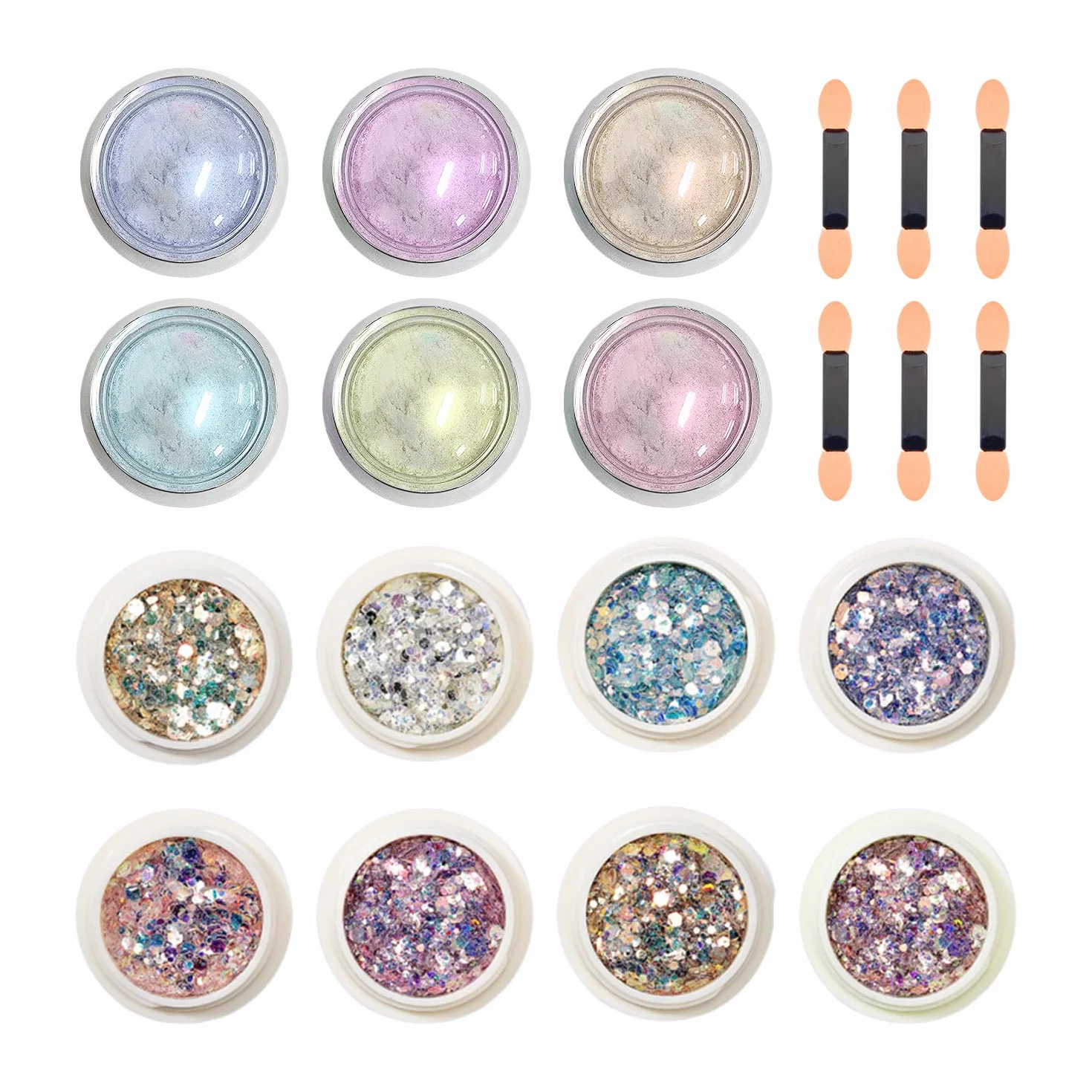 Poudre À Ongles Et Paillettes À Ongles Avec Mini Pinceaux, Matériel De Nail Art Diy