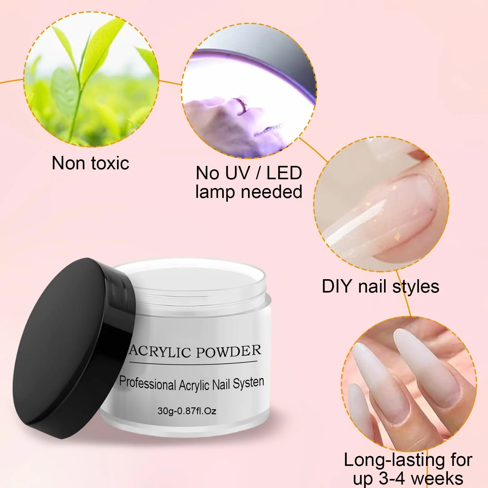Poudre Acrylique pour Ongles Professionnelle Extension Acrylique Sculpture 3D Claire Débutants Sans Lampe