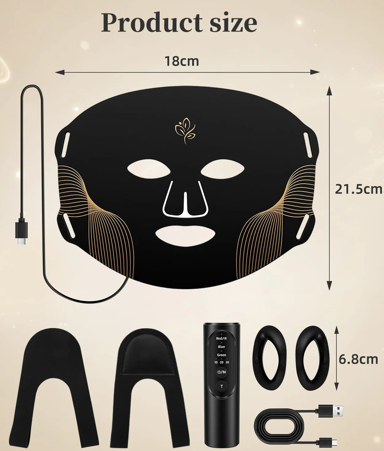 Masque de luminothérapie à LED - Masque facial à lumière rouge - Longueur d'onde rouge pour un usage domestique - Soins de la peau avancés en toute simplicité