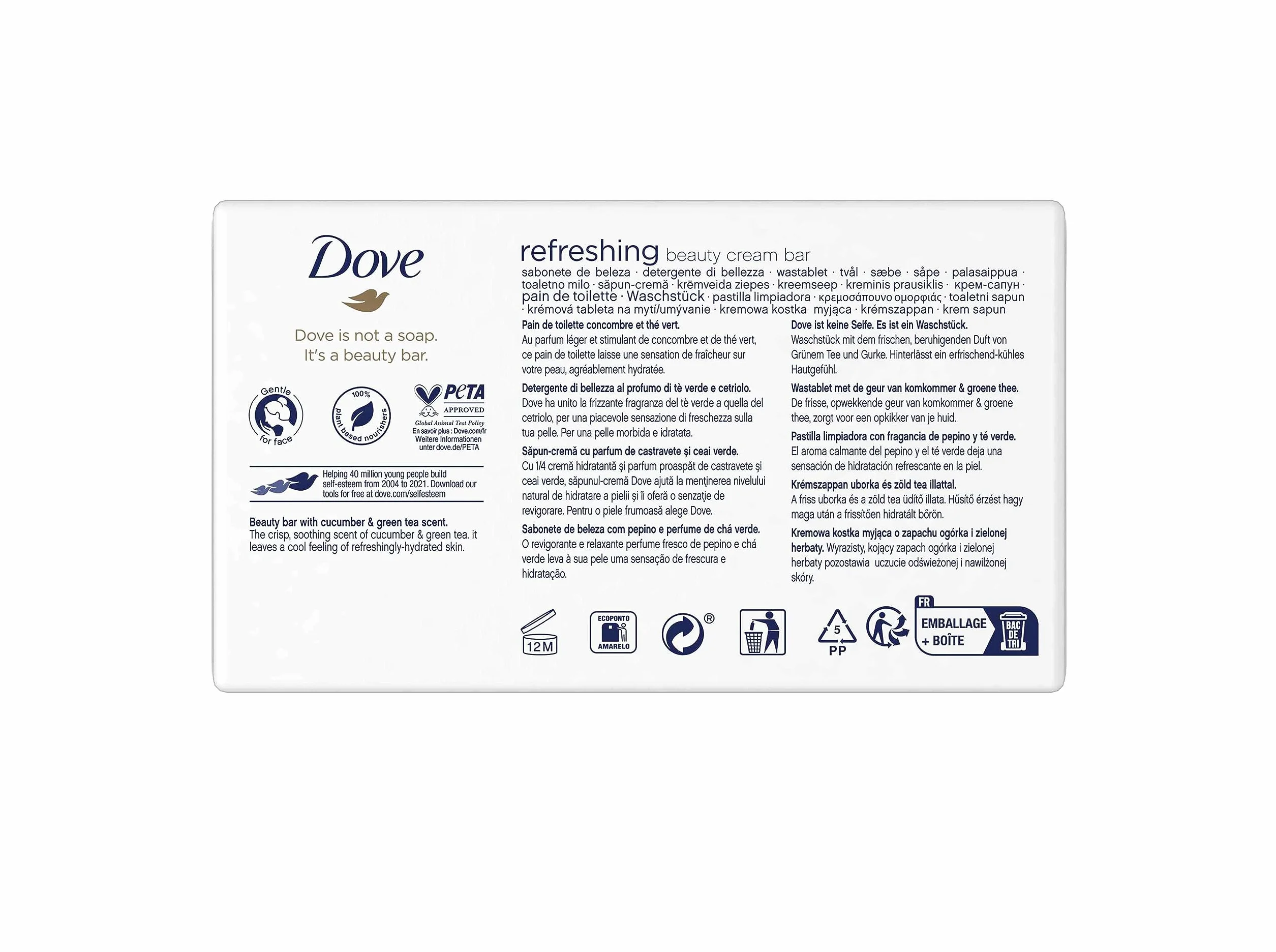 Dove Savon en Barre Rafraîchissant 4 x 90 g