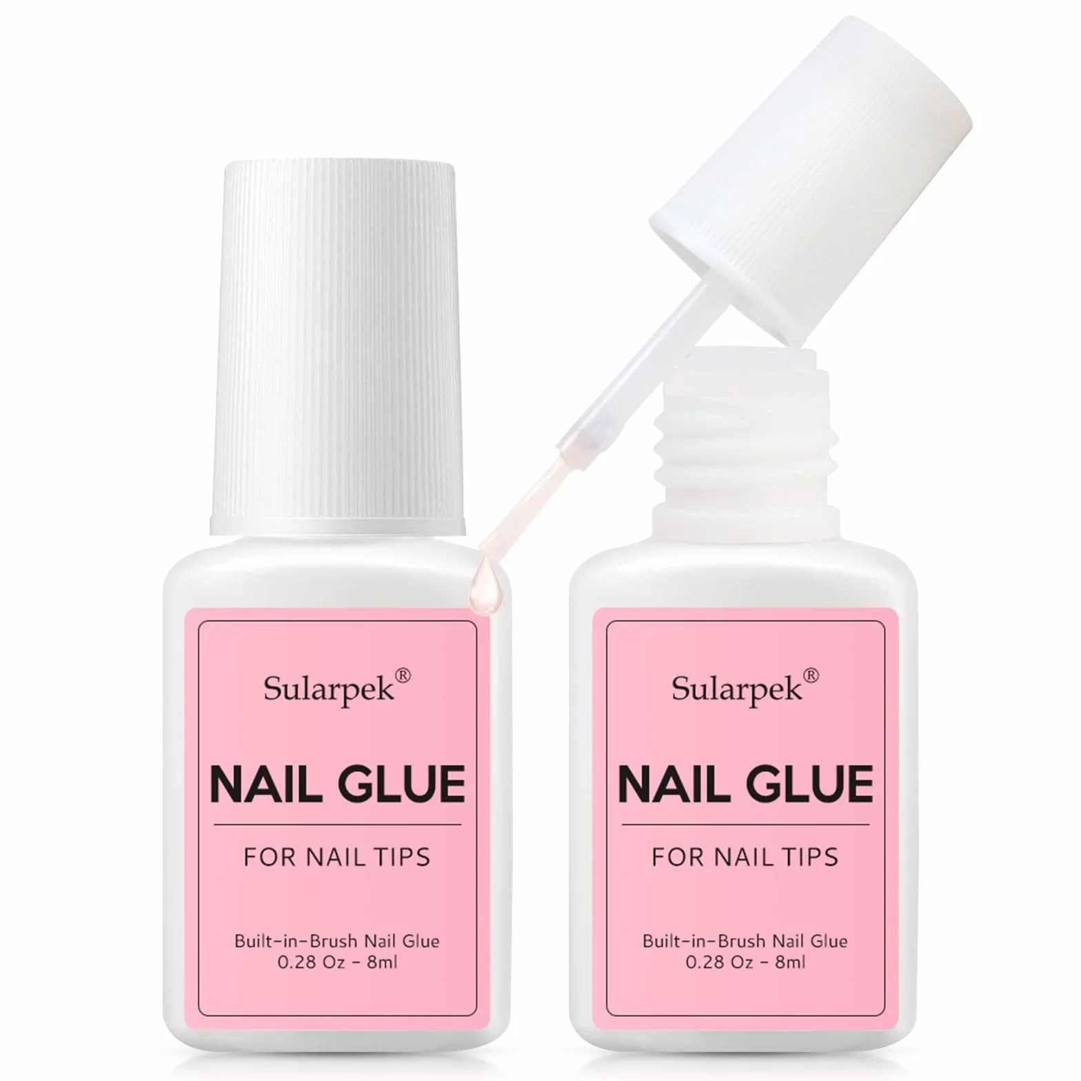 Colle Faux Ongles Extra Forte 8ml avec Brosse, Séchage Rapide Professionnel pour Ongles Acrylique