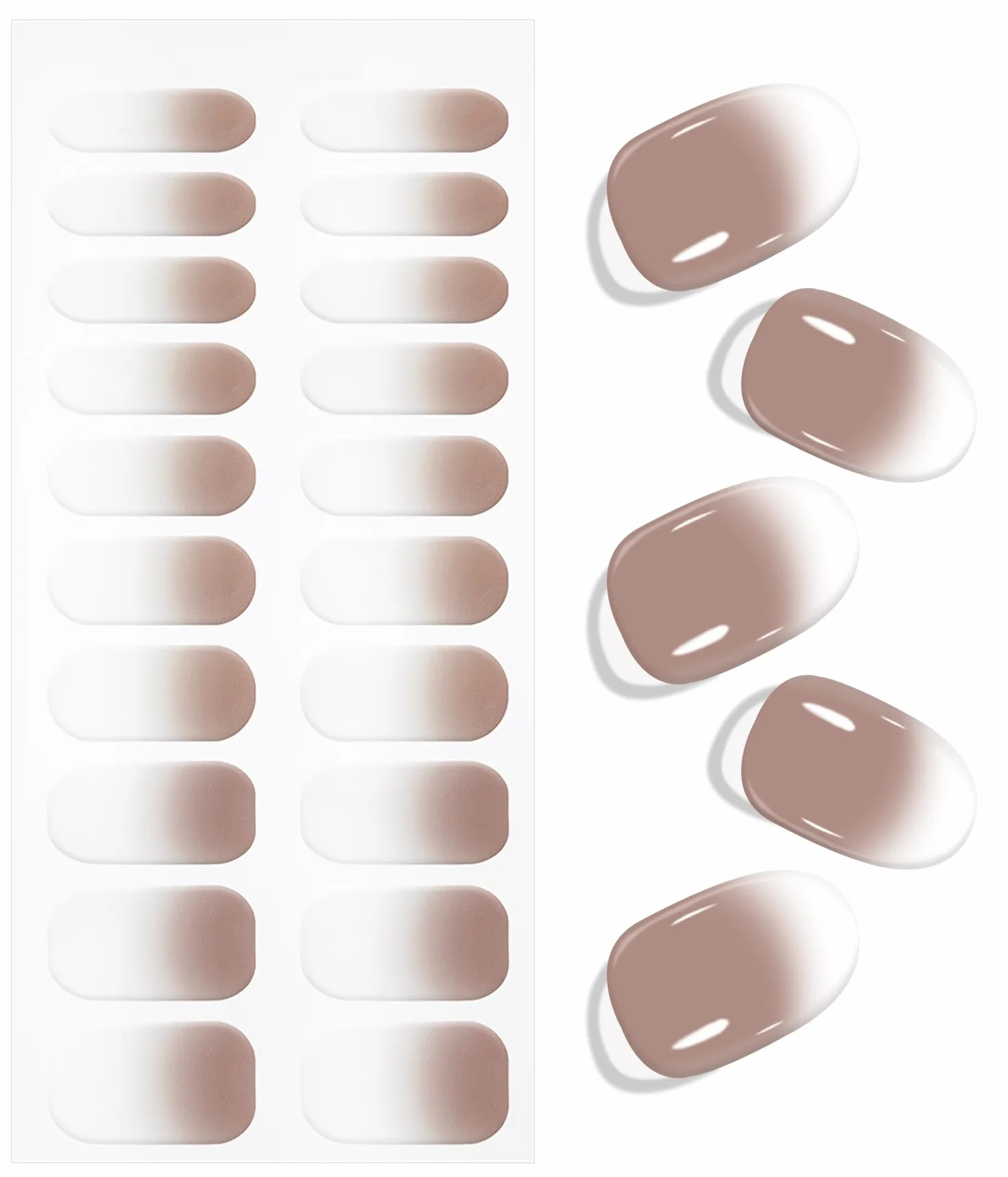 JMEOWIO Café Crème Blanc Nail Stickers Semi-durci Autocollant Gel Uv Deco Nail Art Manucure