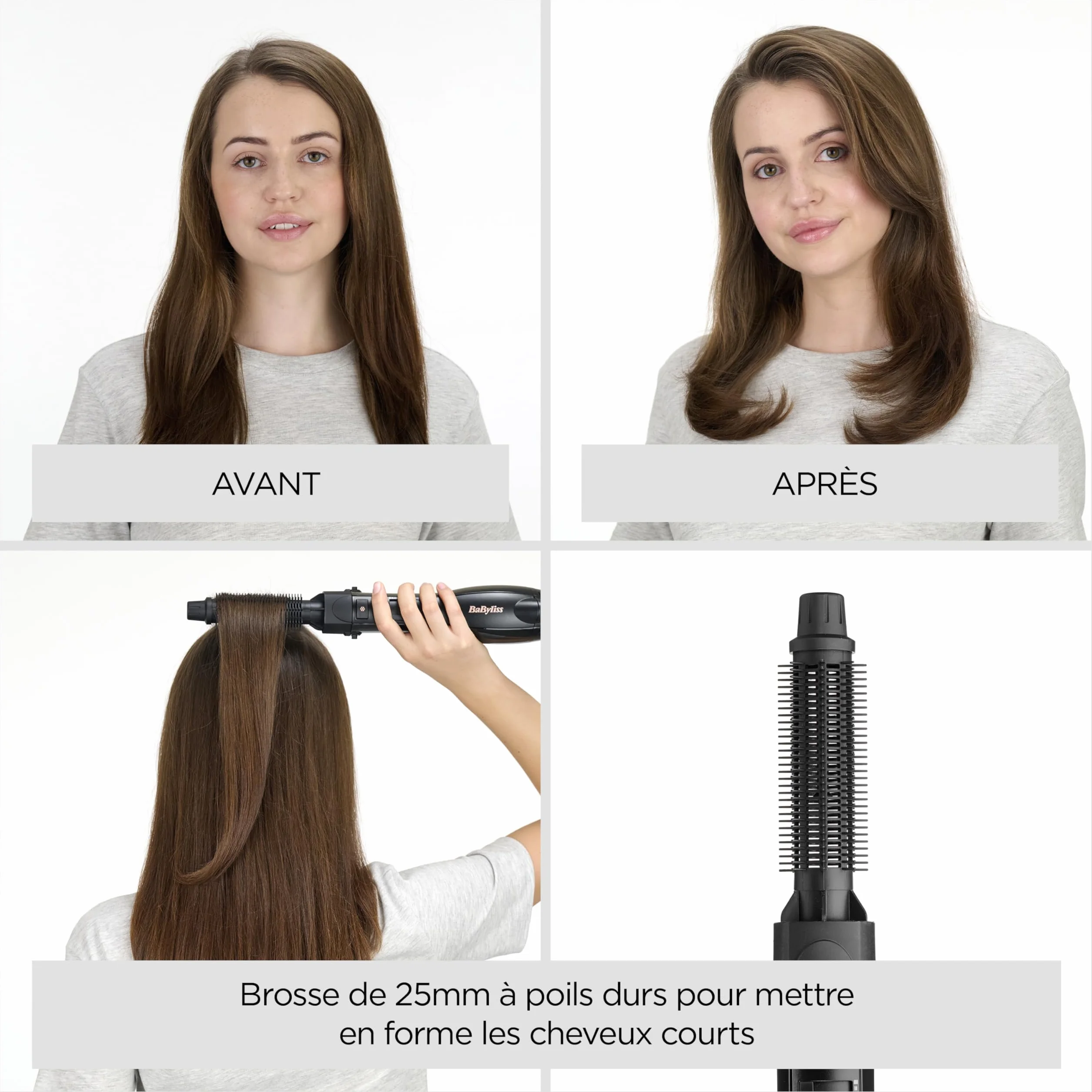 BaByliss Smooth Finish 1200 Brosse Soufflante 4-en-1 1200W Technologie Ionique & Céramique Noir/Rose AS122E