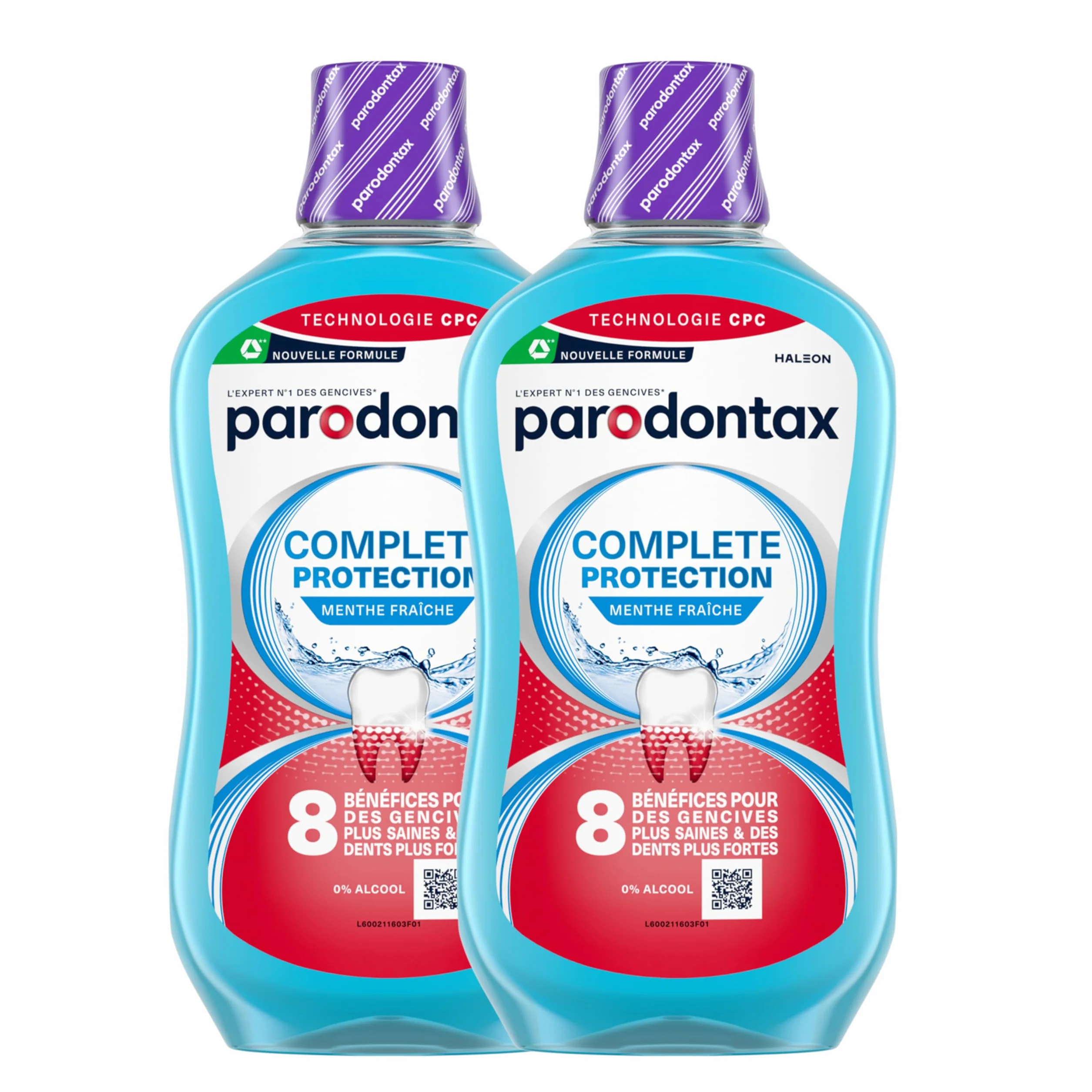 PARODONTAX Bain de Bouche Quotidien Complete Protection 0% Alcool Menthe Fraîche 2x500 ml