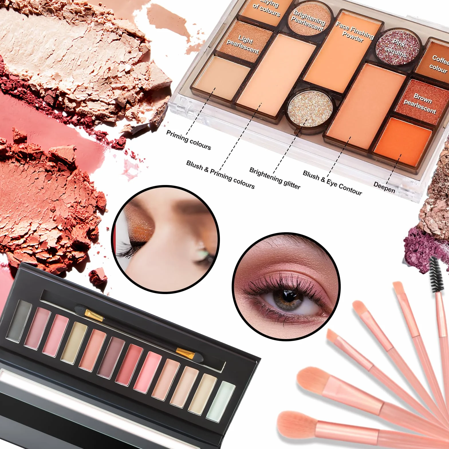 Proamate Ensemble de maquillage tout-en-un, kit de démarrage cosmétique avec sac de rangement portable, palette de maquillage de voyage, fard à paupières, fond de teint, brillant à lèvres, ensemble de