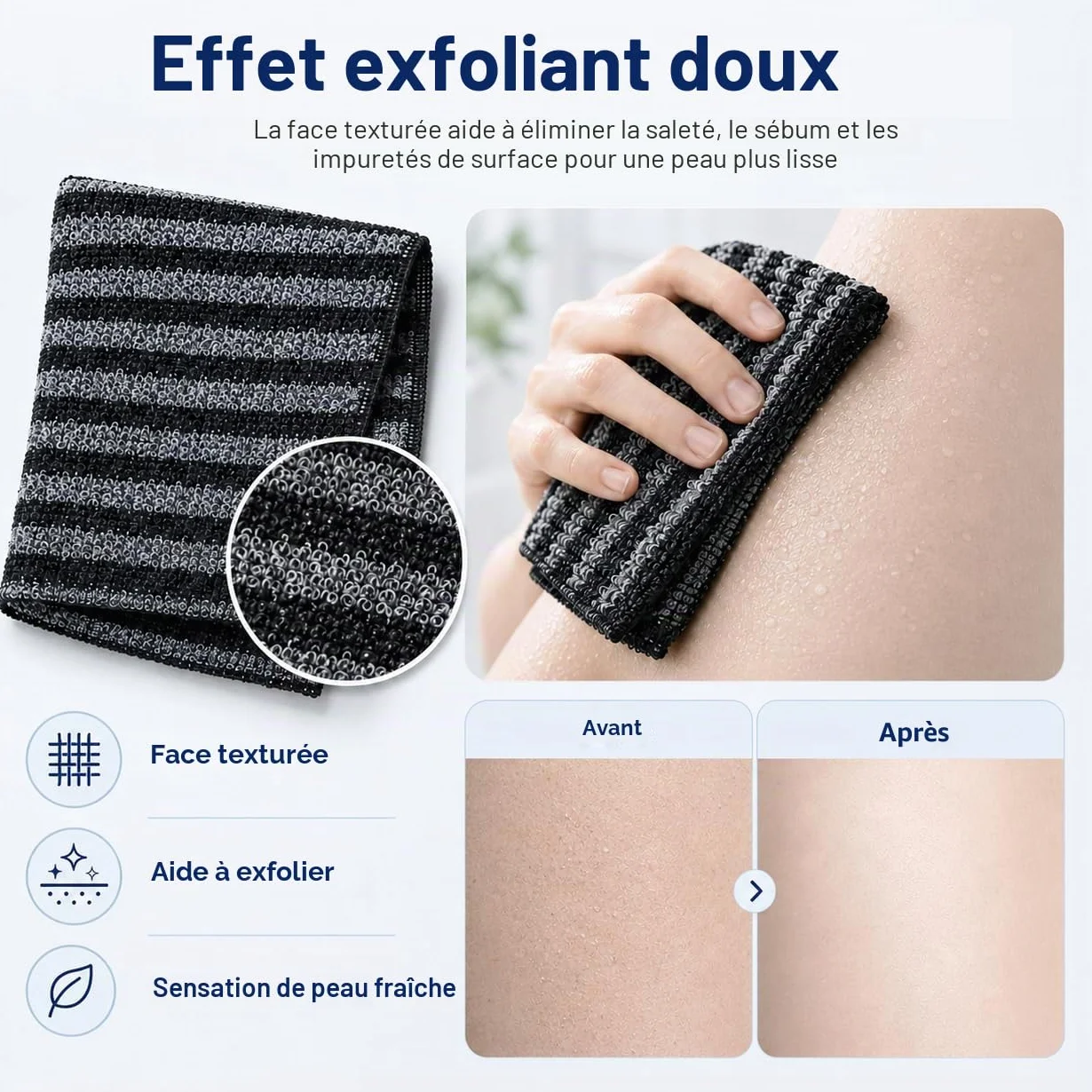 Serviette Exfoliante Douche 3 Pièces Japonaise 25×100 cm Lave Dos Long Double Face Homme Femme