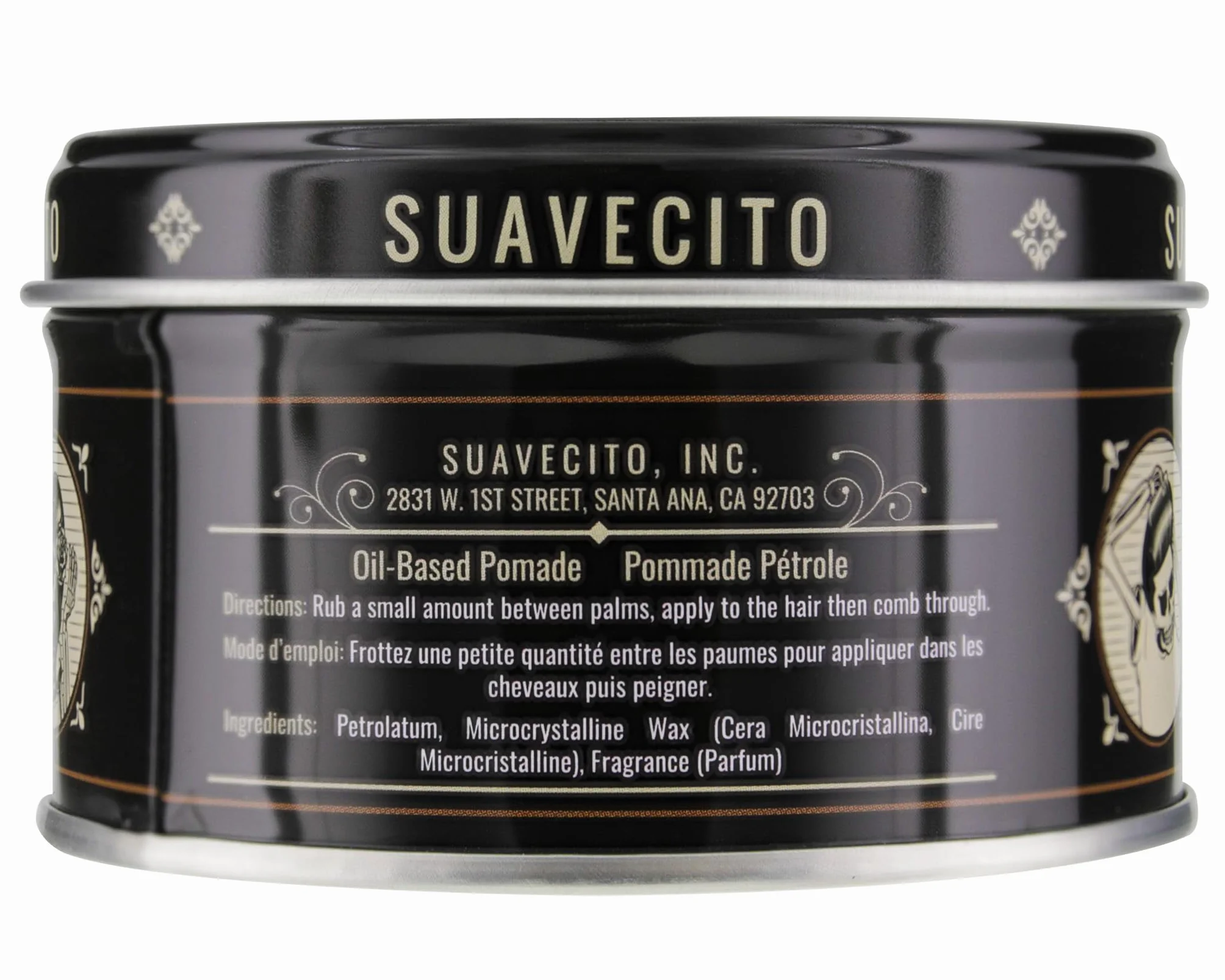 Pommade à base d'huile Suavecito, tenue moyenne et durable, brillance saine, adaptée à tous les types de cheveux, à appliquer sur cheveux mouillés ou secs 3oz/85g