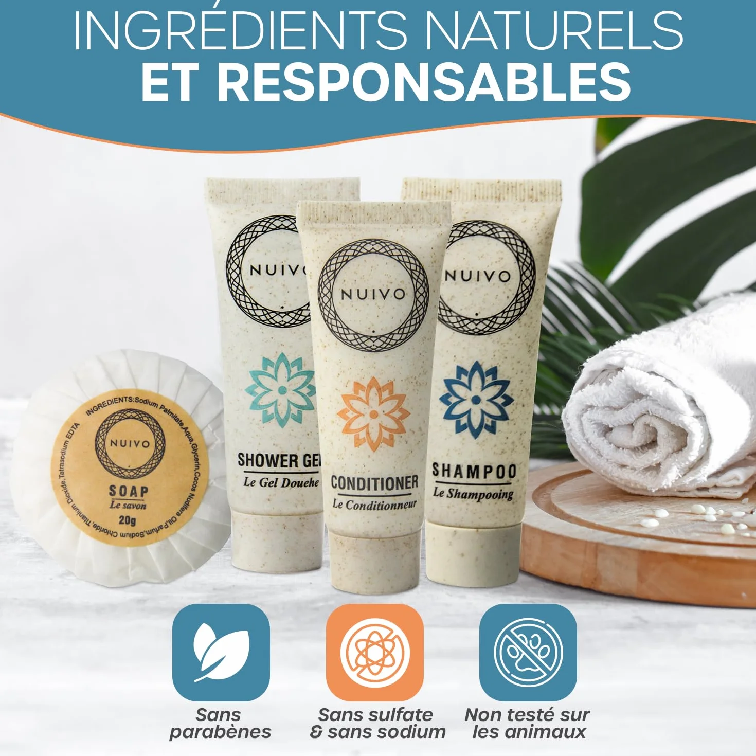 Produits d’Accueil Pack de 200 Gels Douche Shampoings 20g 30ml Écoresponsables