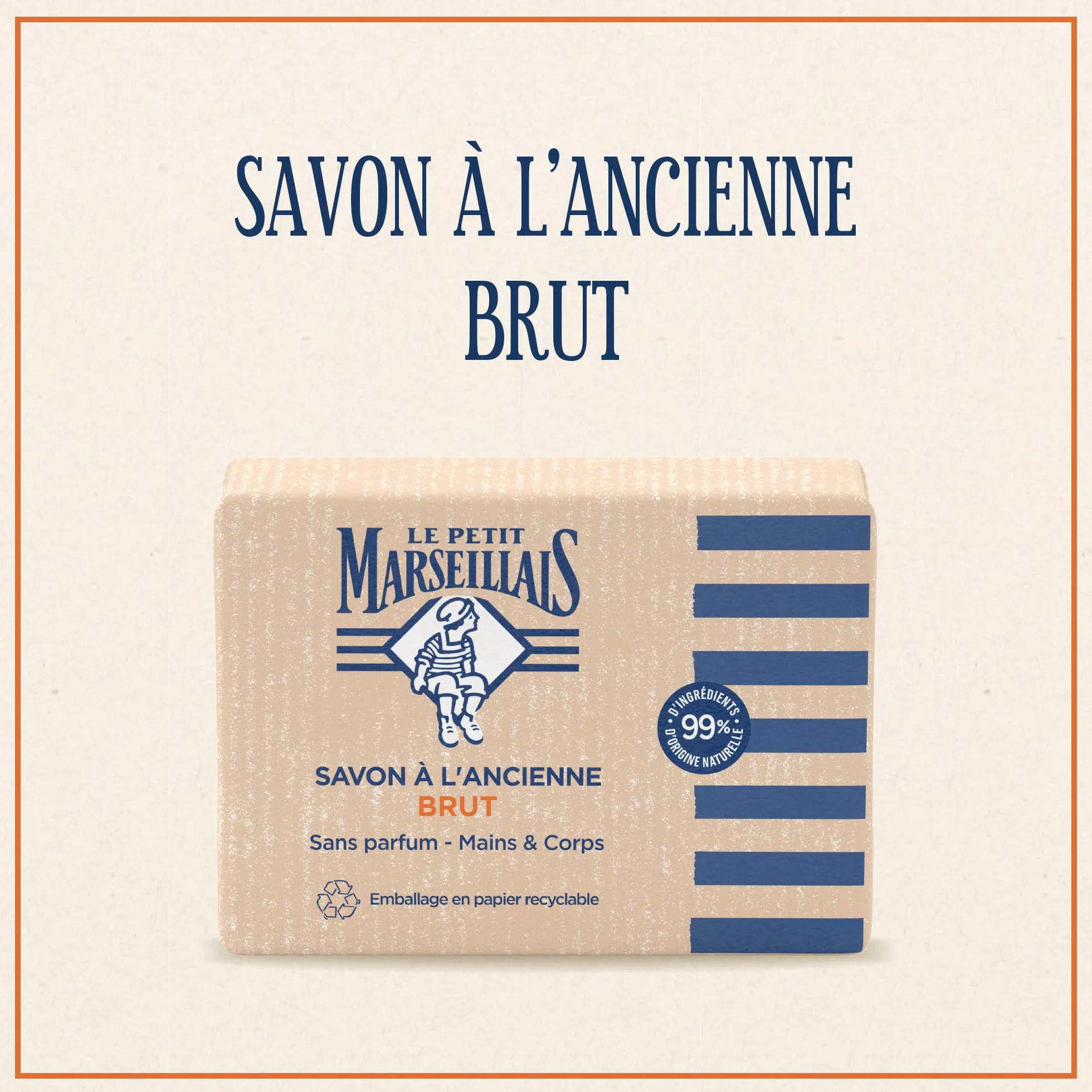 Le Petit Marseillais Savon à l'Ancienne Brut Sans Parfum 300 g – Savon solide mains & corps 99 % ingrédients naturels