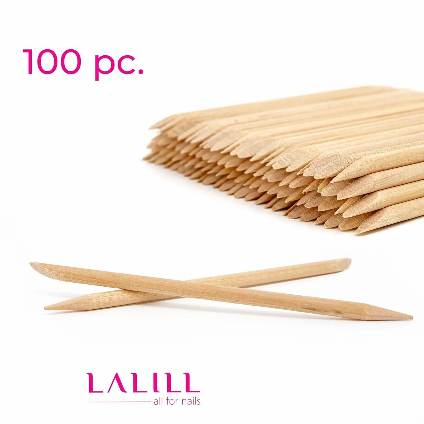 Bâtonnets en Bois Orange 100 Pièces pour Manucure, Pédicure et Cuticules