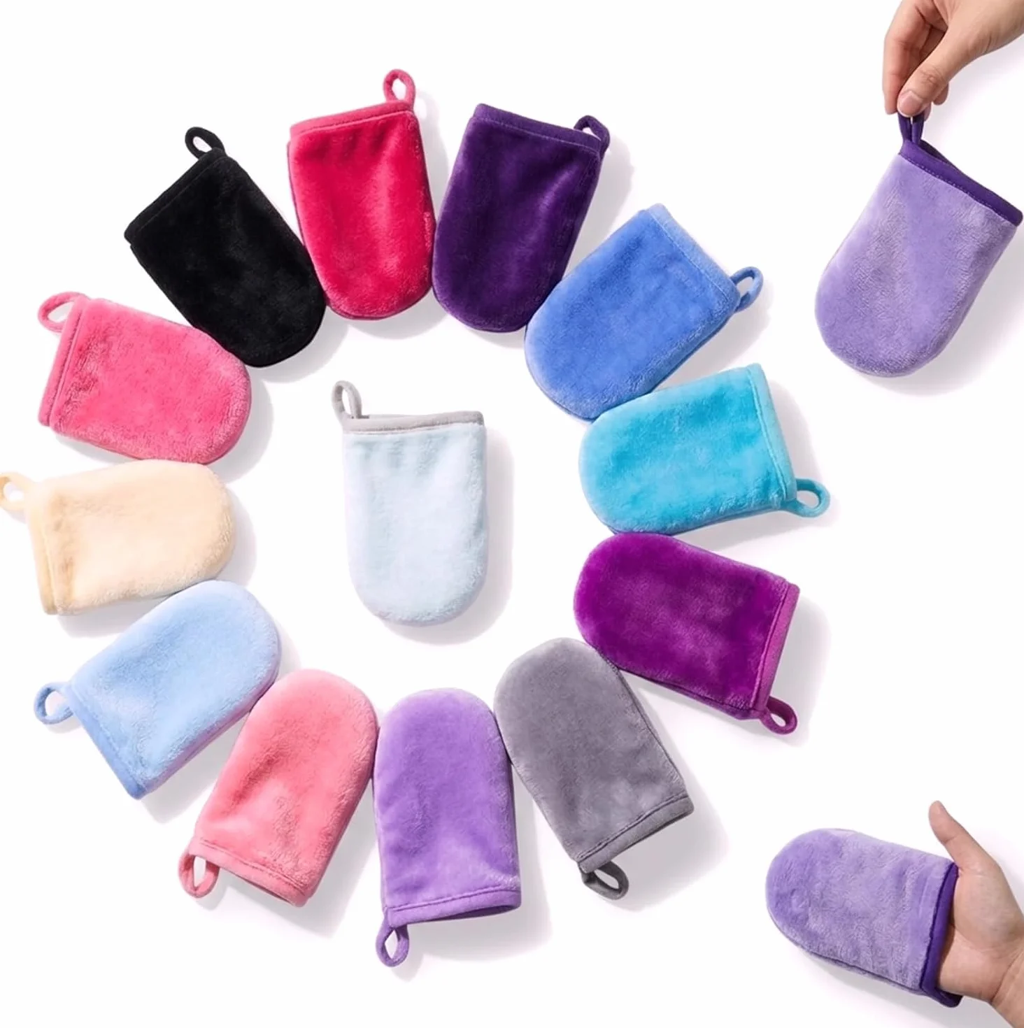 Gant Démaquillant Lavable Microfibre 12 PCS, Lingettes Réutilisables Ultra-Doux, Éponge Visage