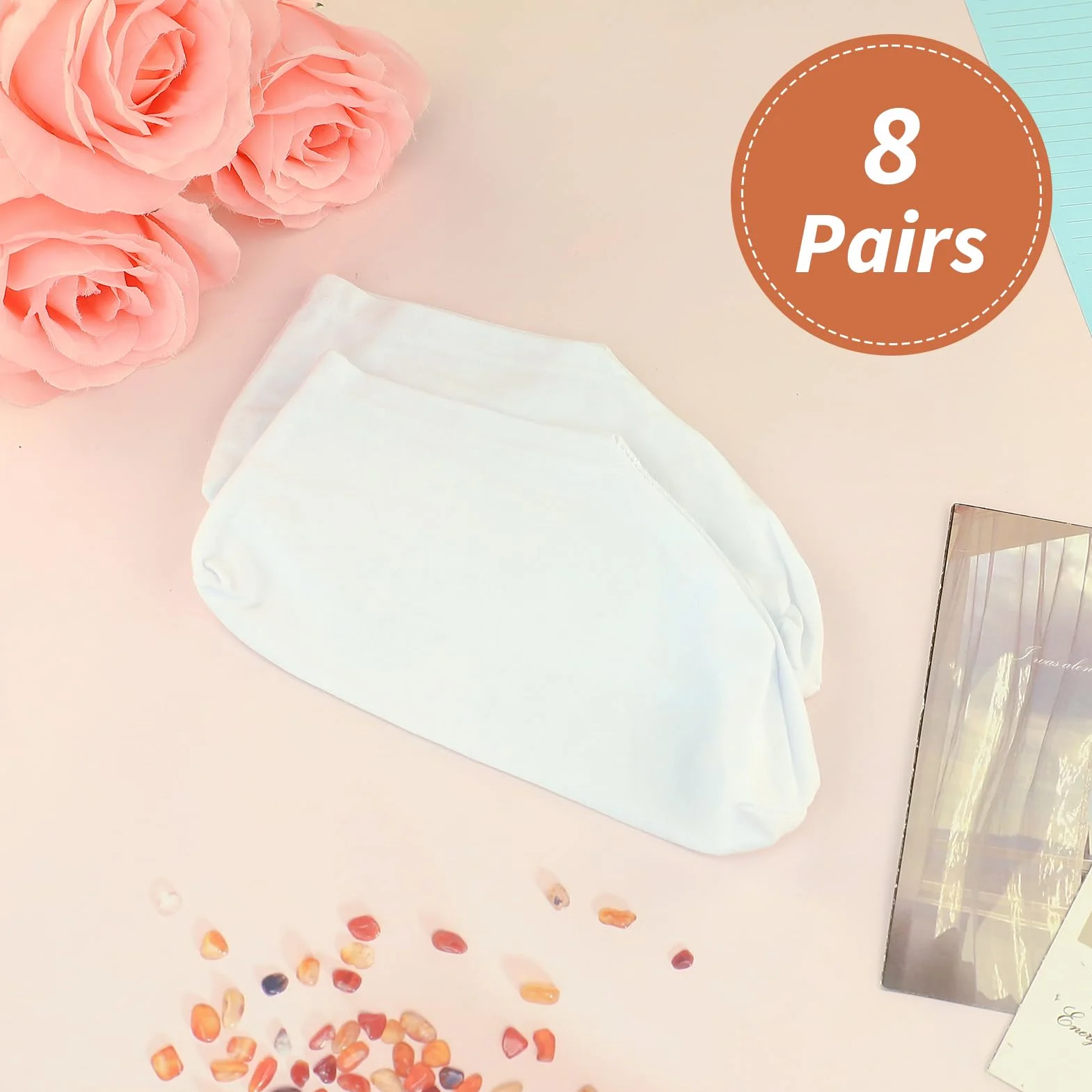 Lot de 8 paires de chaussettes hydratantes en gel spa antidérapantes blanches pour pieds secs et callosités
