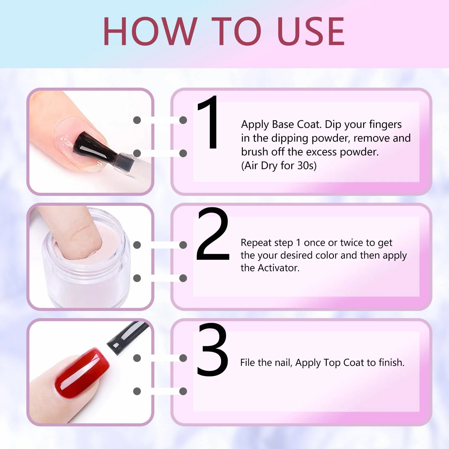 Dipping Powder Nail Kit 8 Couleurs French Dip Poudre Acrylique pour Ongles avec Base & Top Coat Activateur