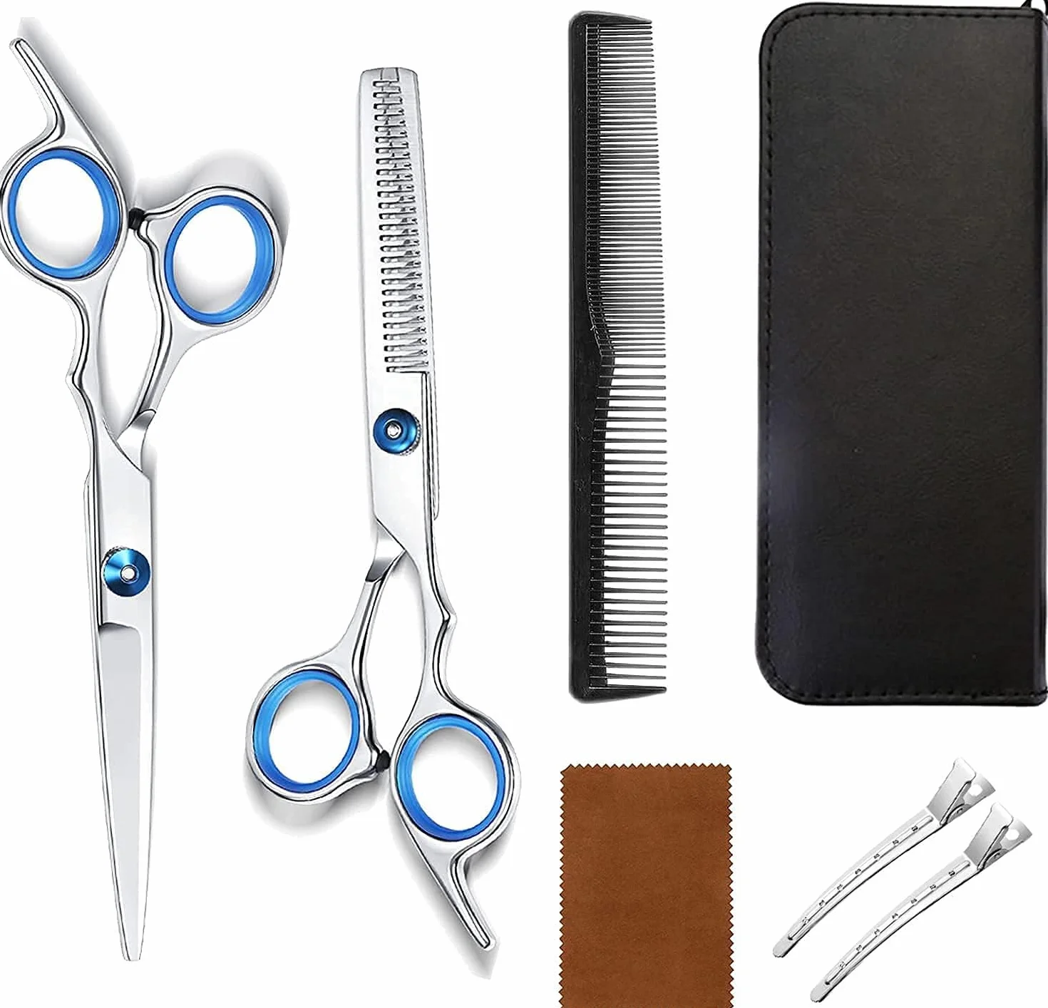 Ciseaux De Coiffure Professionnels 7 Pièces Kit Acier Inoxydable Pour Cheveux Barbier Gaucher