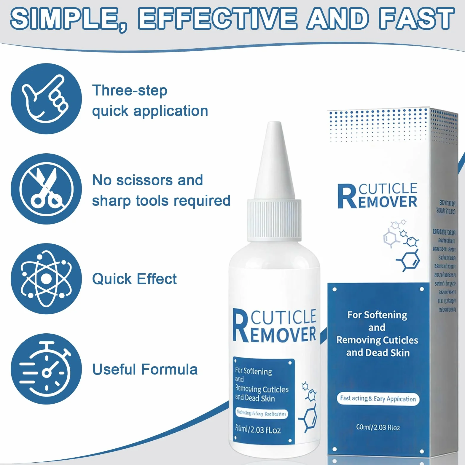 Eau Émolliente Pour Cuticules 60ml, Cuticle Élimine Gel, Assouplit et Hydrate les Peau des doigts