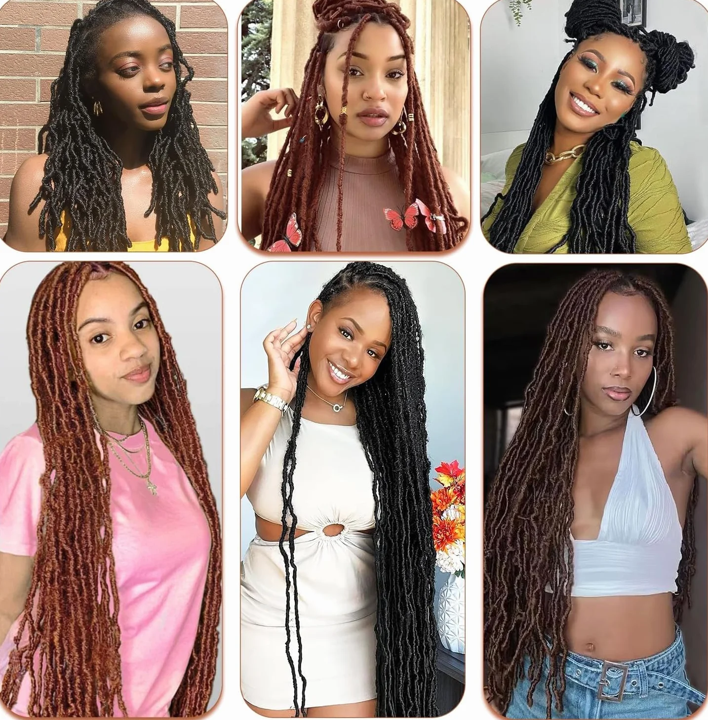 8 Packs Faux Locks Crochet Braids Meches Soft Locs Meches Pour Tresses Africaine Faux Locs Crochet Hair Meches Bouclees Pour Tresses (#1B, 60.9 CM(Lot de 8))