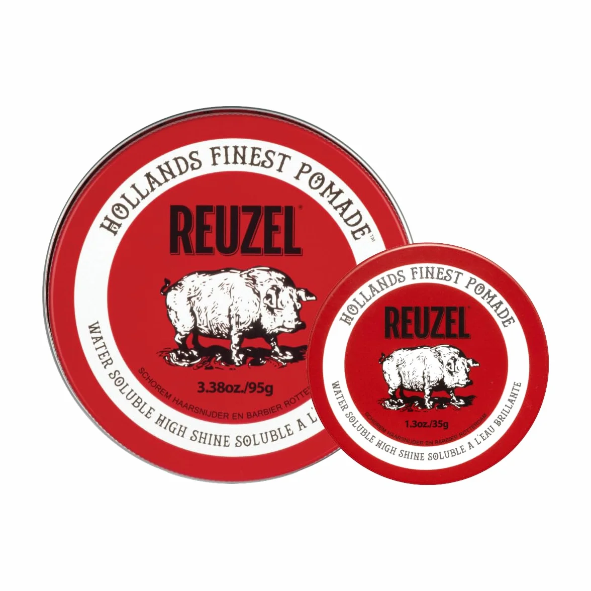 Reuzel 2026 Road Trip, Pommade Rouge Tenue Moyenne Haute Brillance Pour Homme, Soluble dans l’Eau pour un Look Souple Haute Brillance, 95g + Voyage Gratuit Format 35g