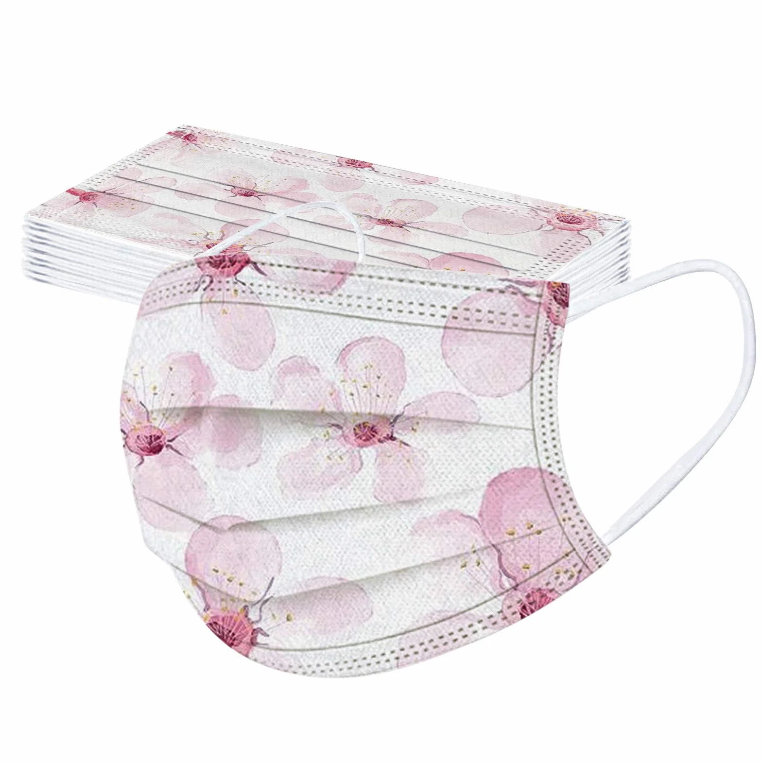 Masque Tissu Non-tissé 3 Plis Adulte 50 Pièces Antipoussière Respirant