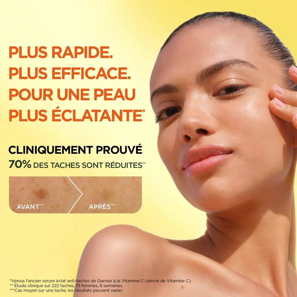 GARNIER Skin Active Vitamine C Sérum Éclat Anti-Taches Brunes 4% Niacinamide Vitamine C Acide Salicylique Melasyl 30 ml