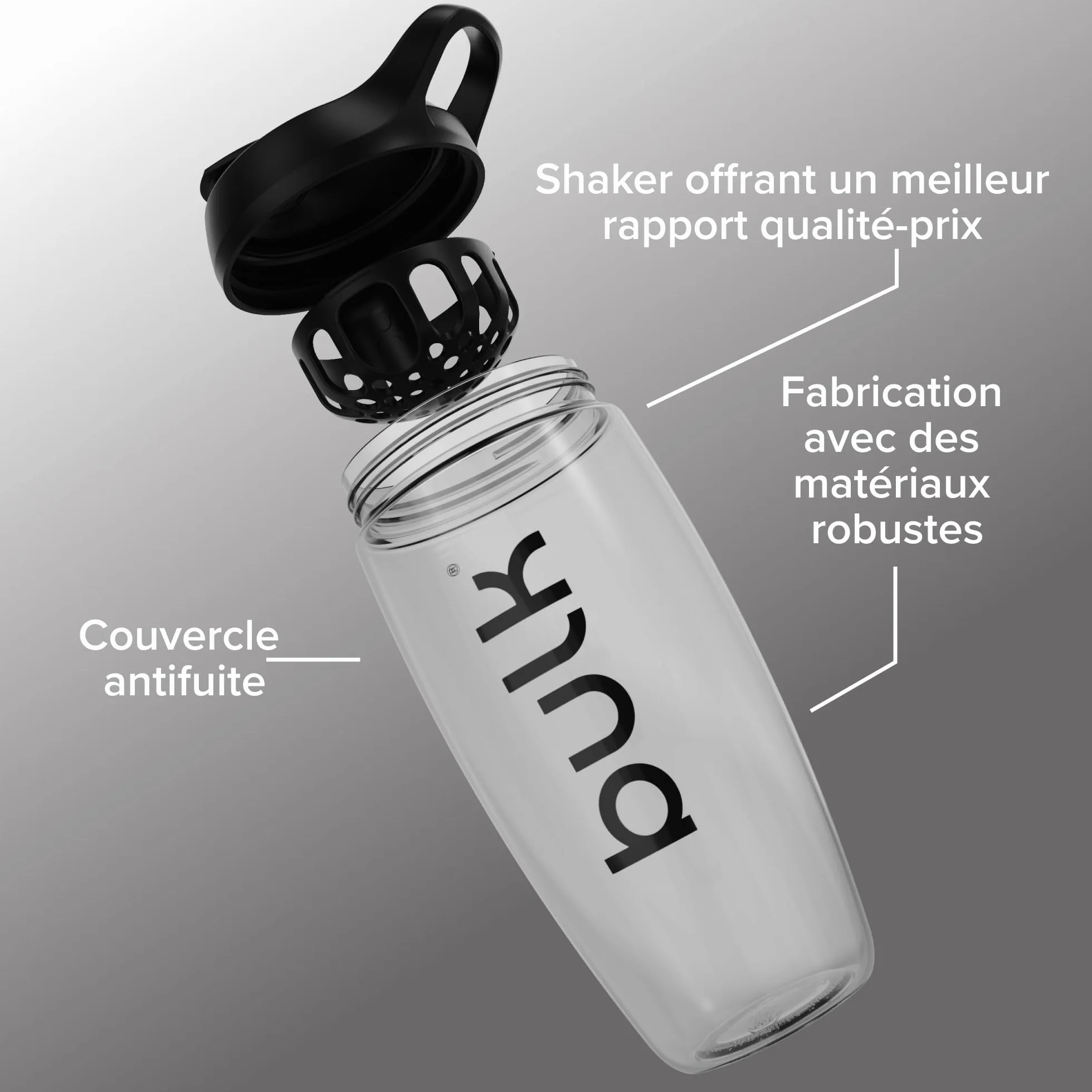 Promixx Pursuit Ecozen Shaker Noir 700ml Écologique Résistant aux Chocs Couvercle Étanche Agitateur Snap-Fit