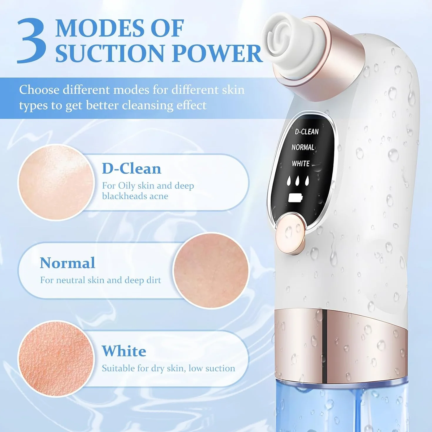 Aspirateur Point Noir Extracteur de Comédons Nettoyage des Pores avec 6 Sondes 3 Modes, Professionnel Extracteur de Point Noir Electrique Tire Nettoyant de Pores Soin Visage