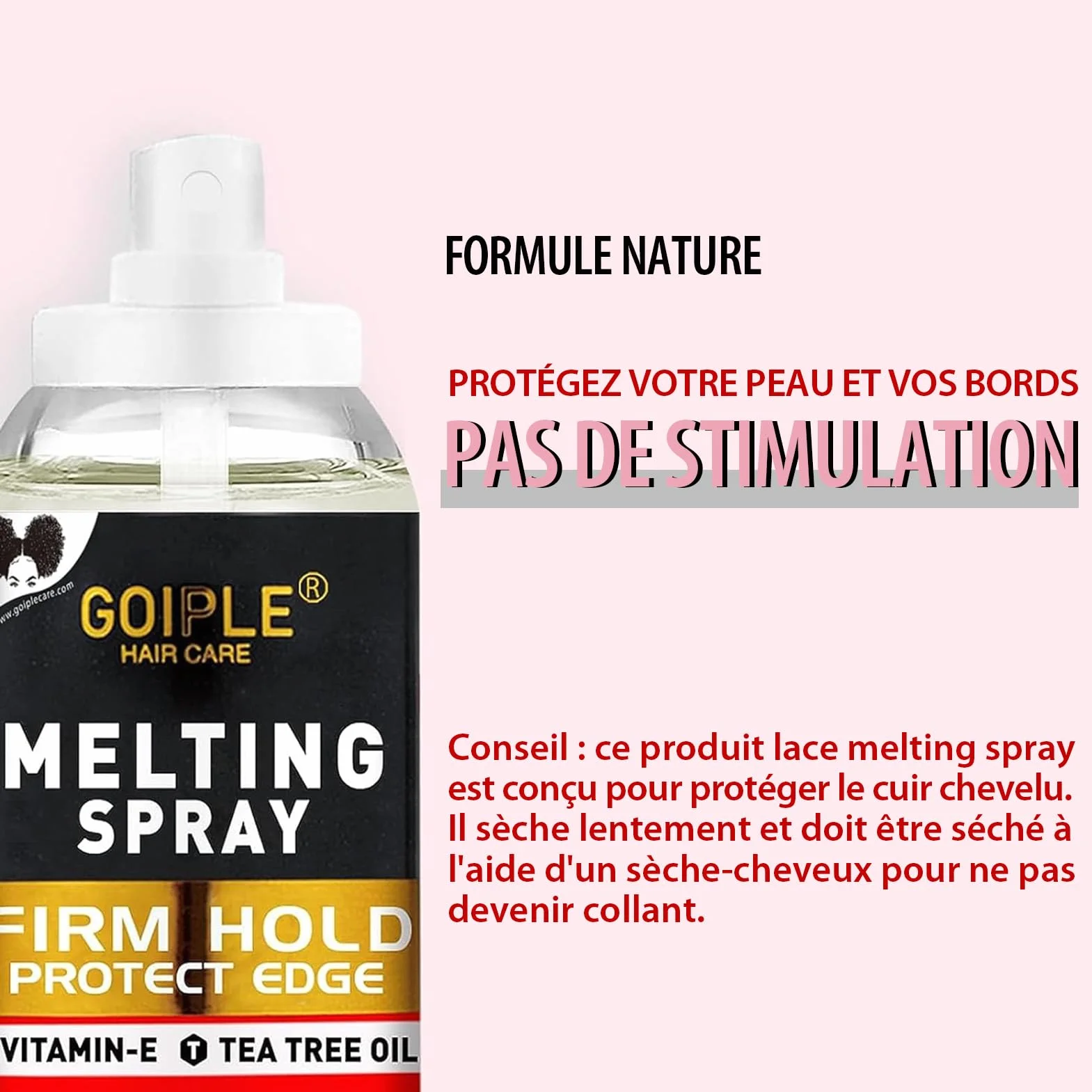 Sans Colle Lace Melting Spray For Wigs, 3.4 Fl Oz - Melting Spray Wig Spritz Spray Lace Protège Le Cuir Chevelu, Améliore La Tenue, Formule Naturelle