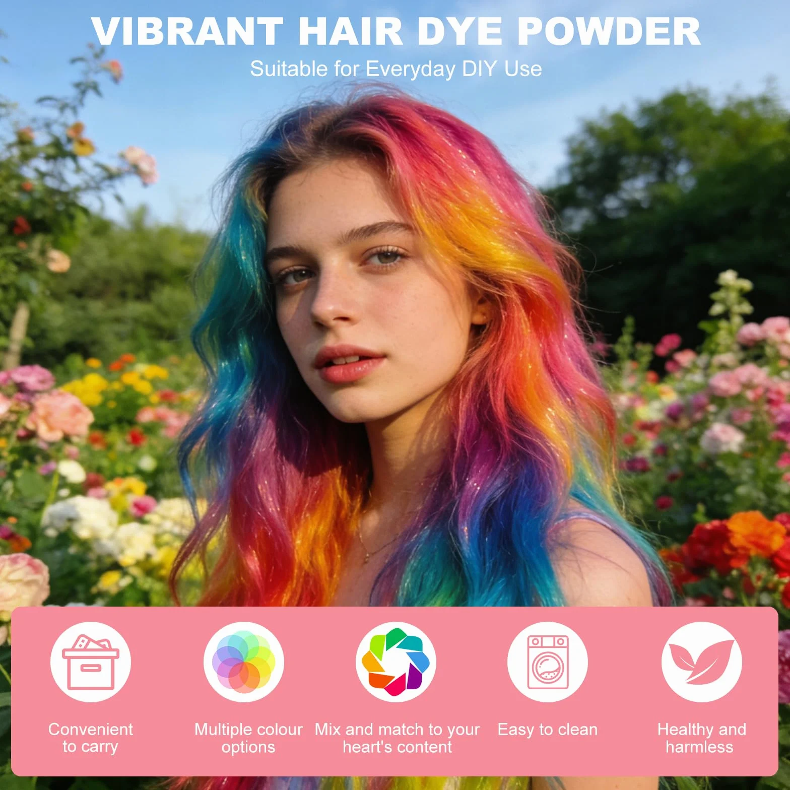Lot de 12 craies pour cheveux lavables - Coloration temporaire pour filles - Cadeaux Pâques, anniversaire