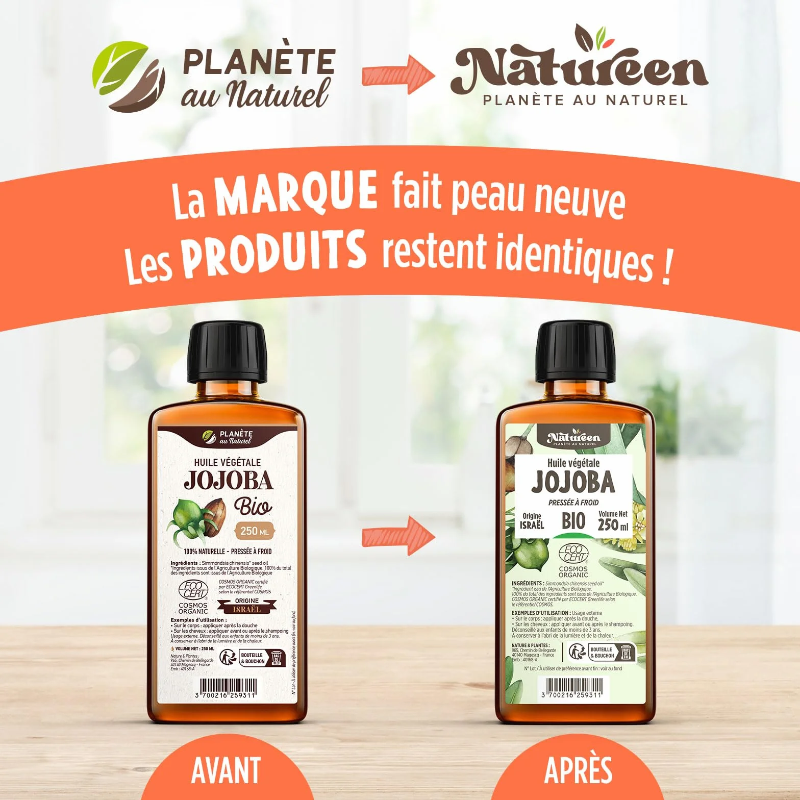 Huile de JOJOBA Bio 150 ml Cosmos Organic Planète au Naturel Pure Pressée à froid