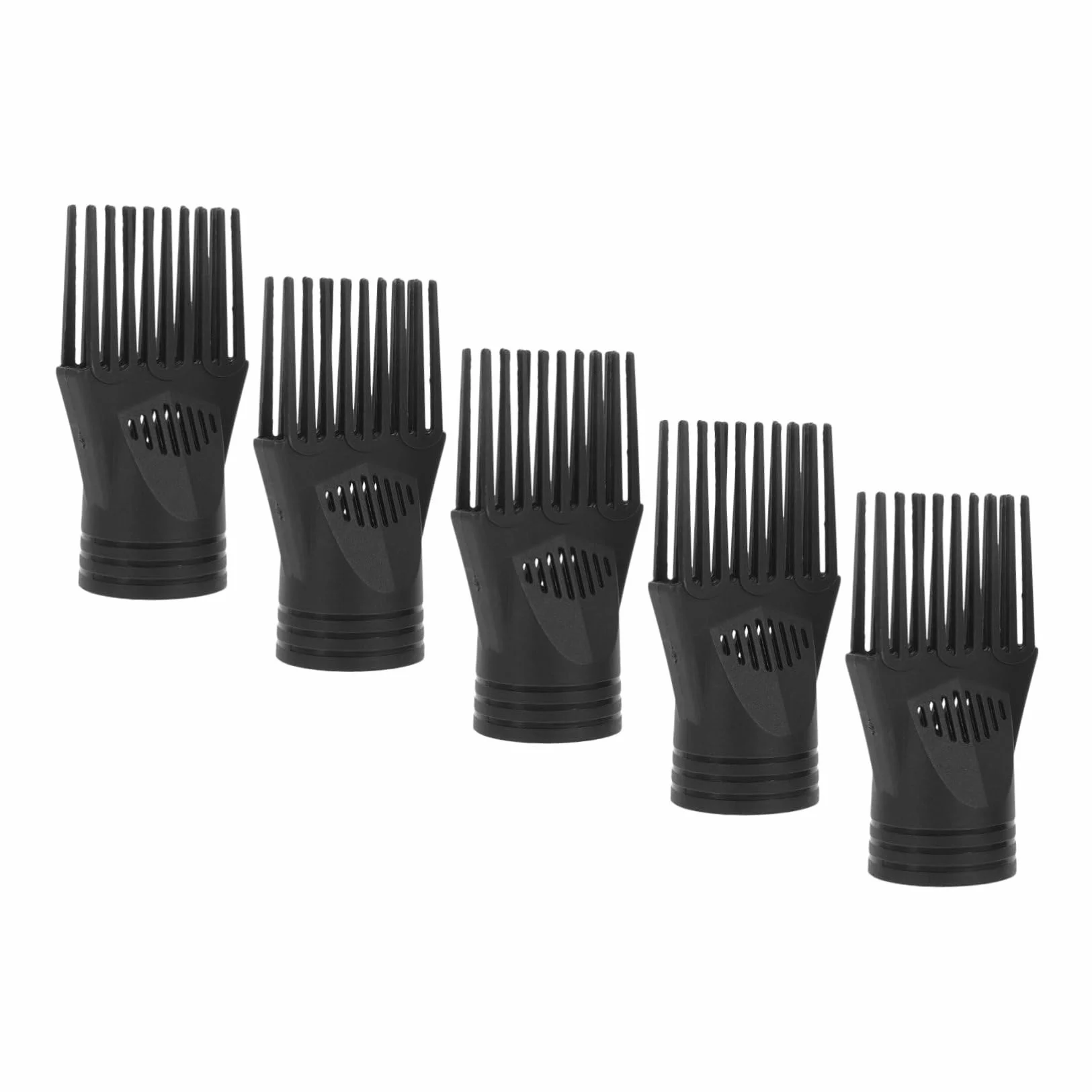Lot de 5 Embouts Peignes Noirs pour Sèche-cheveux, Accessoires en Plastique, Contrôle du Flux D’air, Démêlage Cheveux Bouclés et Lissage, Usage Professionnel et Particulier,