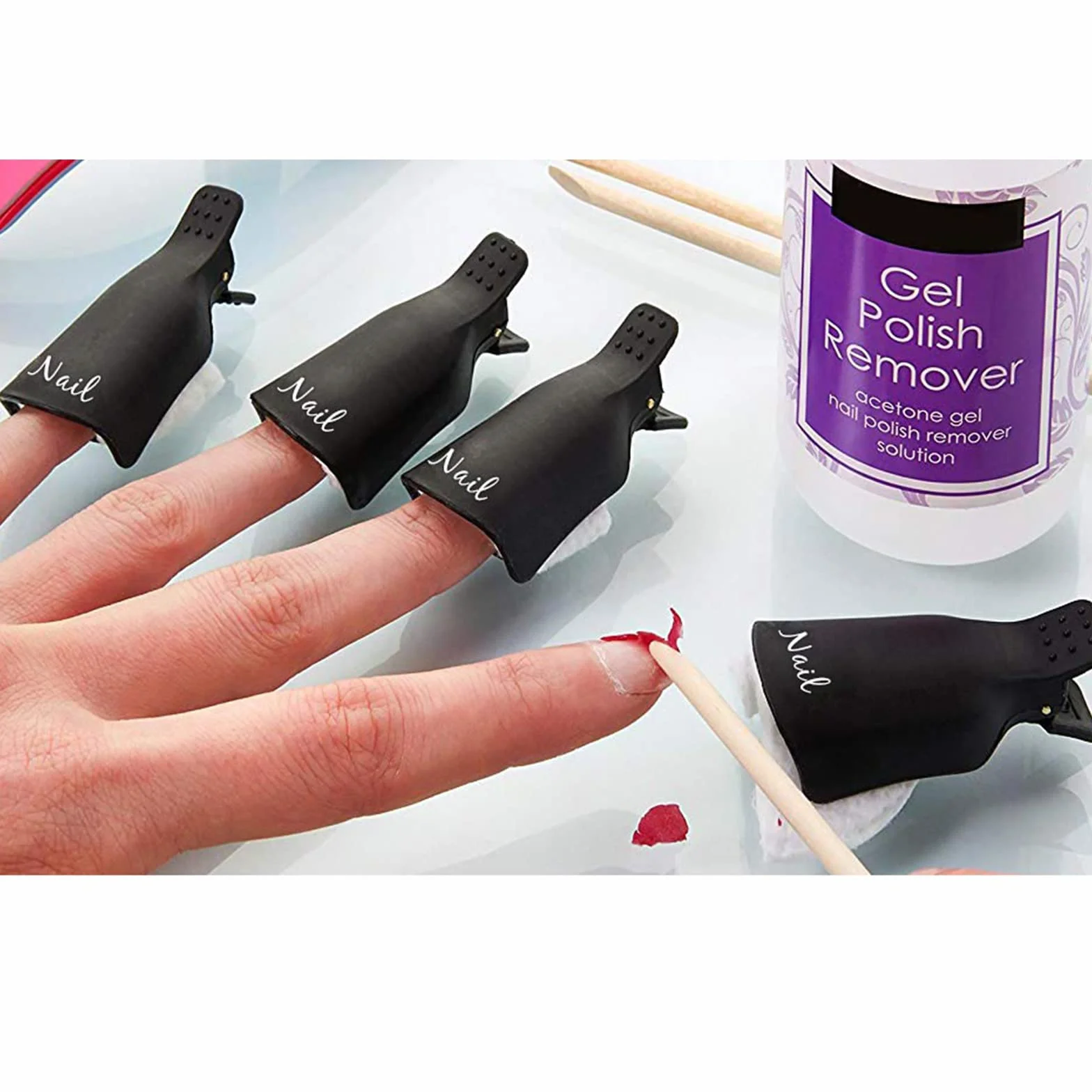 10 Pièces Dissolvant Clips à Ongles en Acrylique Kit Manucure avec 2 Coupe Cuticules