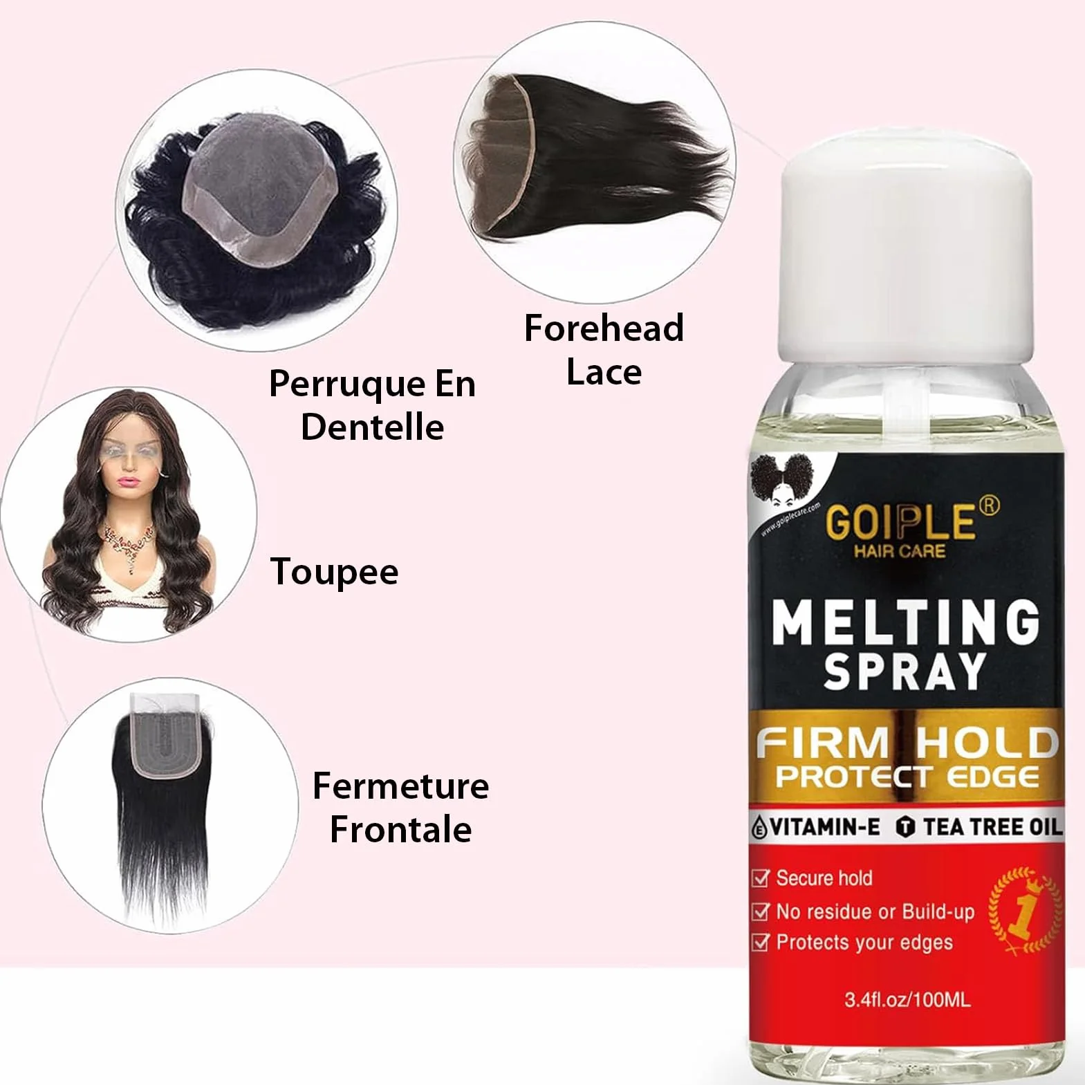 Sans Colle Lace Melting Spray For Wigs, 3.4 Fl Oz - Melting Spray Wig Spritz Spray Lace Protège Le Cuir Chevelu, Améliore La Tenue, Formule Naturelle