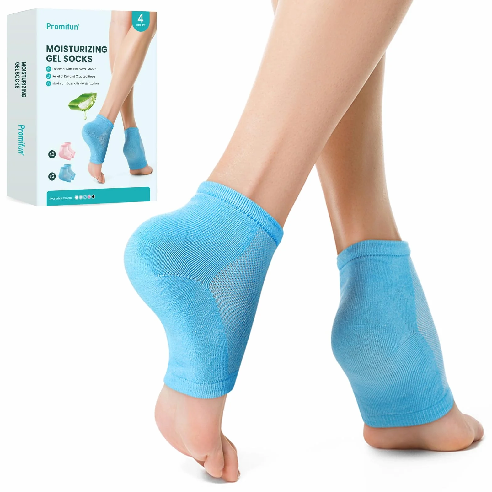 Promifun Chaussettes pour talons hydratantes 2 paires Réparation pieds secs craquelés