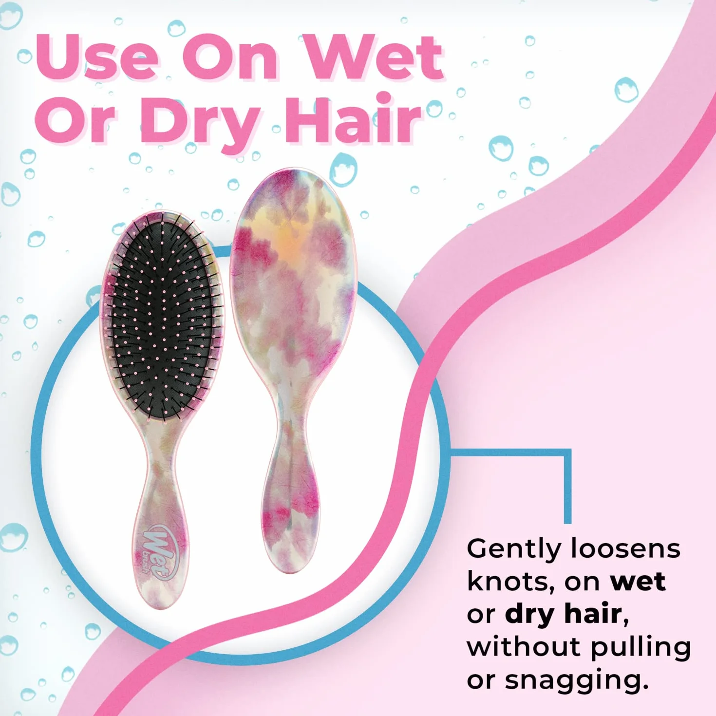 Wet Brush Brosse démêlante originale – Teinture par nœuds, blush – Tous types de cheveux – Poils IntelliFlex ultra doux qui glissent facilement à travers les nœuds – Peigne sans douleur pour hommes,