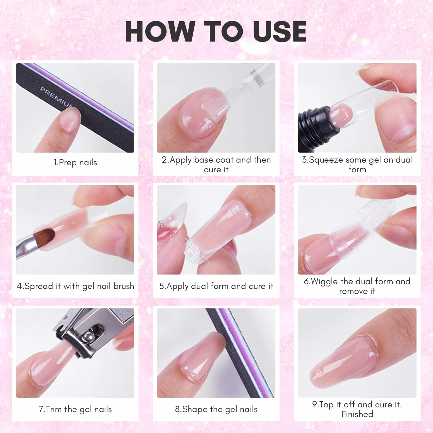 Makartt Poly Gel Ongles 50ML Blanc Rose Transparent Rosé 3D Longue Durée Construction Rapide