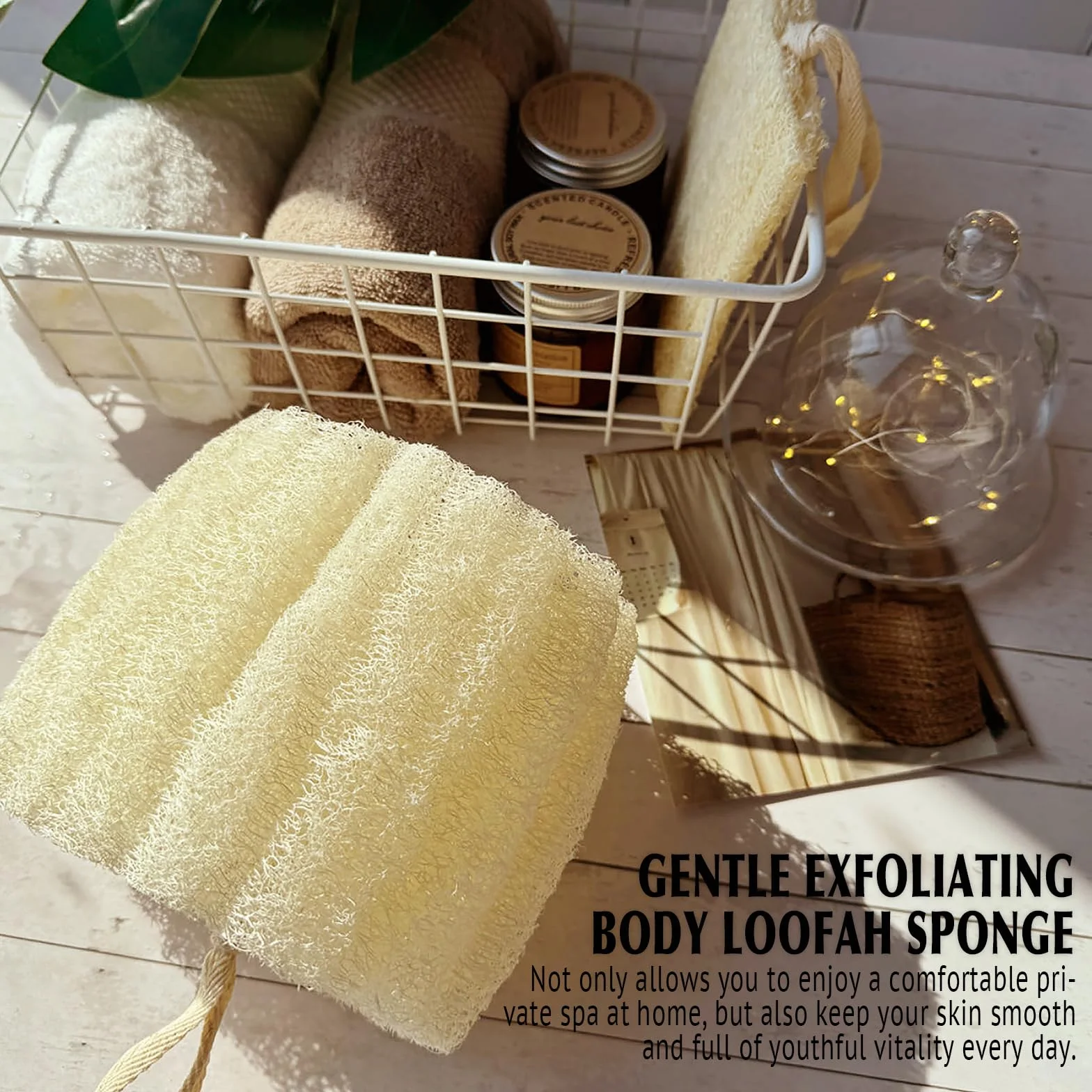 Eponge de douche naturelle Loofah exfoliante 5.5 pouces 3 packs
