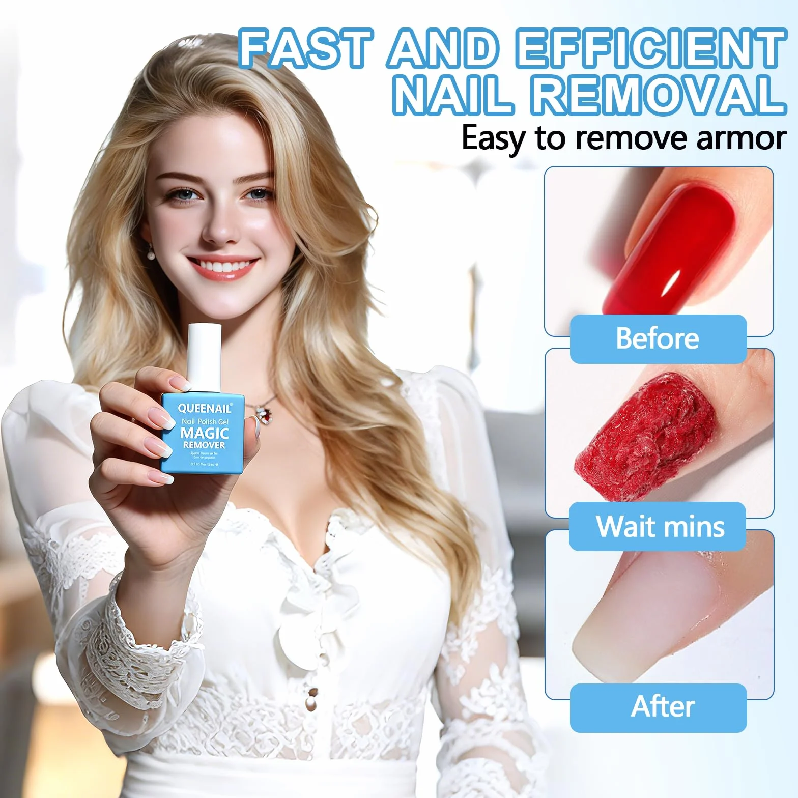Dissolvant de Vernis à Ongles en Gel Paquet, Dissolvant Vernis Semi Permanent avec Lime et Pince à Cuticule