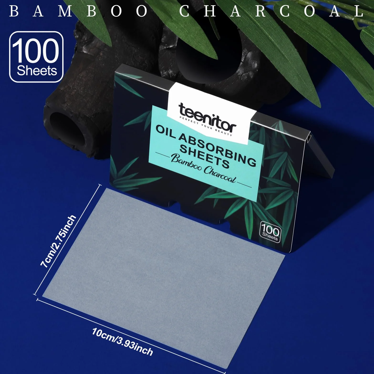 Teenitor Lot de 800 feuilles de papier buvard pour le visage, feuilles absorbantes d'huile de charbon de bambou pour peaux grasses, feuilles de buvard pour le visage, tampons absorbants d'huile