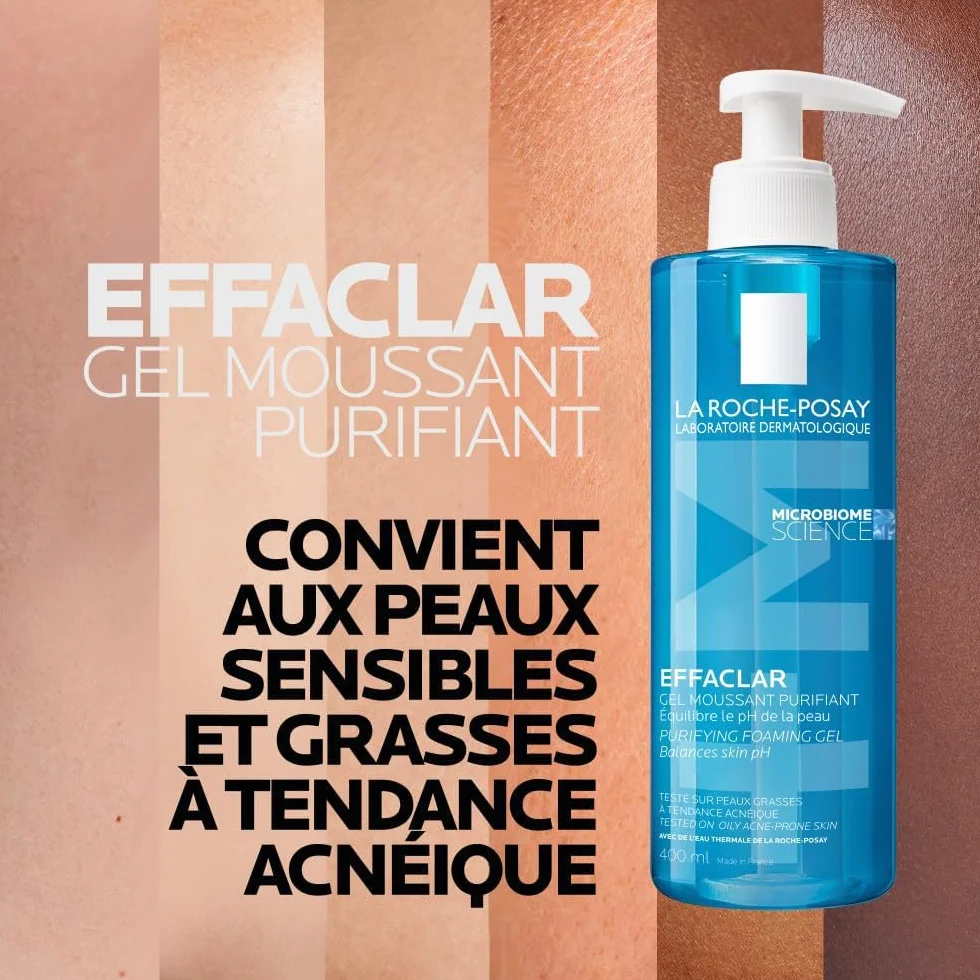 La Roche-Posay Effaclar gel moussant purifiant nettoyant peaux grasses lot de 2 x 400ml