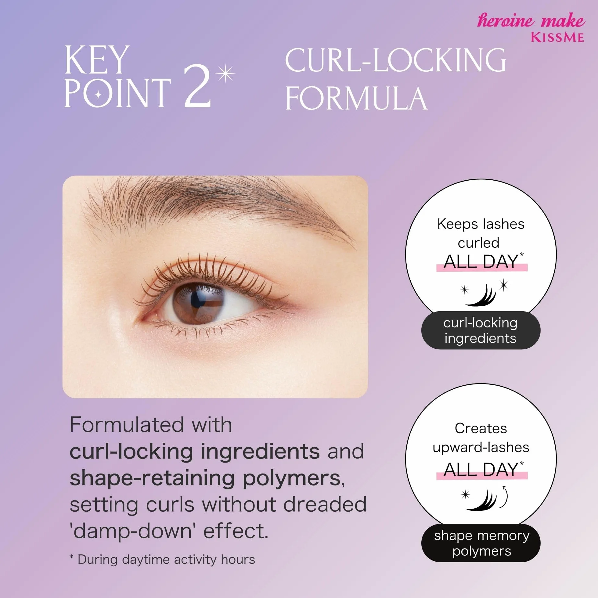 HEROINE MAKE Kissme Mascara Volume & Curl Advanced Film, Tubing, Imperméable et Longue Durée, Volumisant et Bouclé, Brosse Courbe, 6 Sérums Naturels, Fabriqué au Japon 1 EA