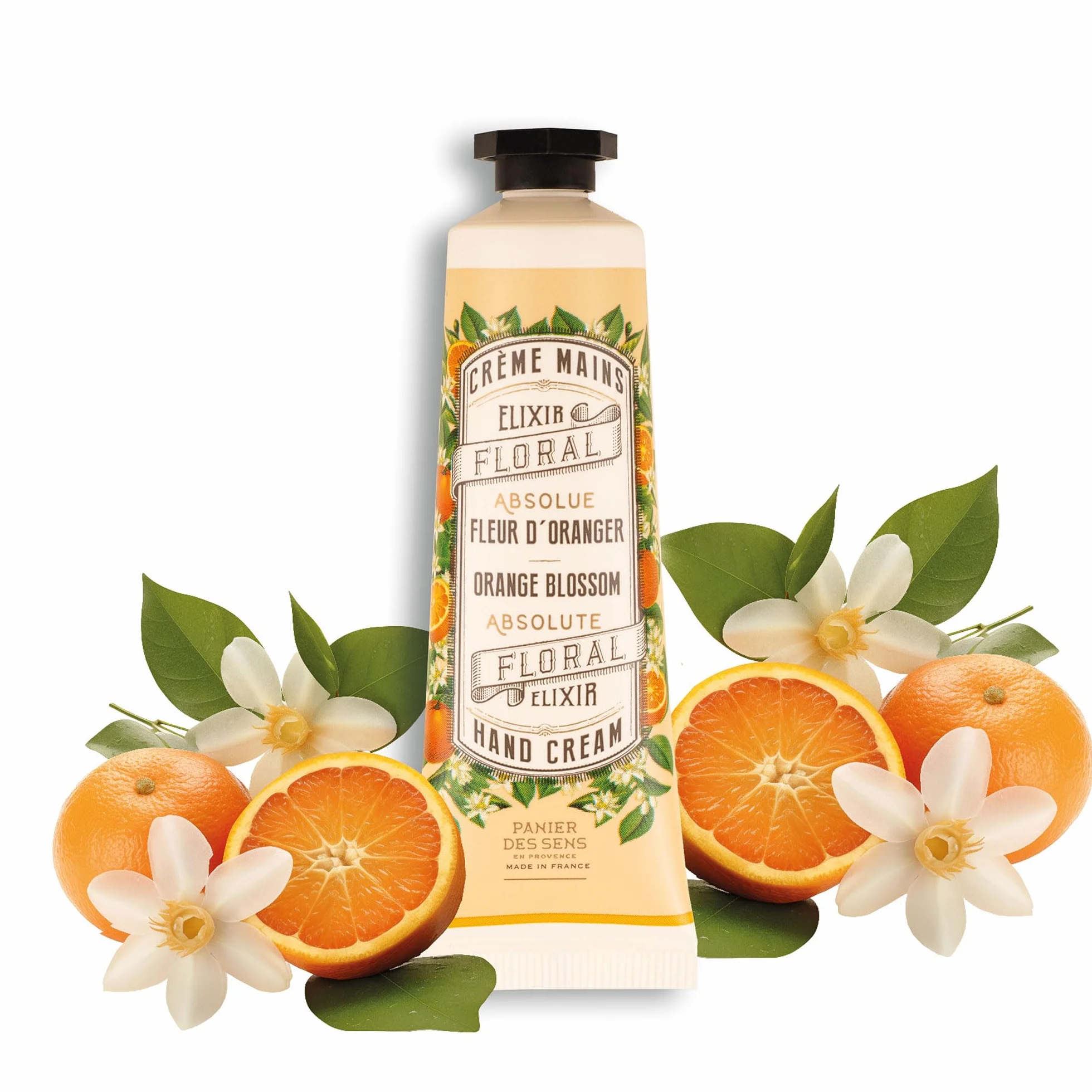 Panier des Sens Crème Mains Peau Sèche Fleur d’Oranger Hydratante Huile d'Olive Amande 96% Naturels 30 ml