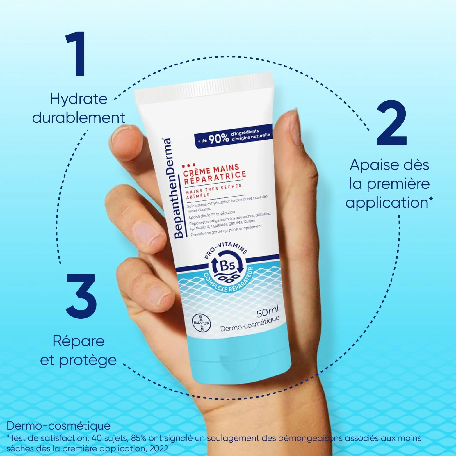 BepanthenDerma Crème mains réparatrice Intense 3x50ml Peaux très sèches au beurre de karité et huile d'argan