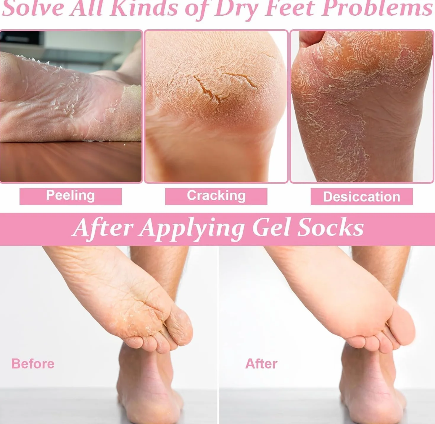 Chaussettes Hydratantes en Gel Doux Antidérapant pour Pieds Hommes Femmes - Spa à Domicile
