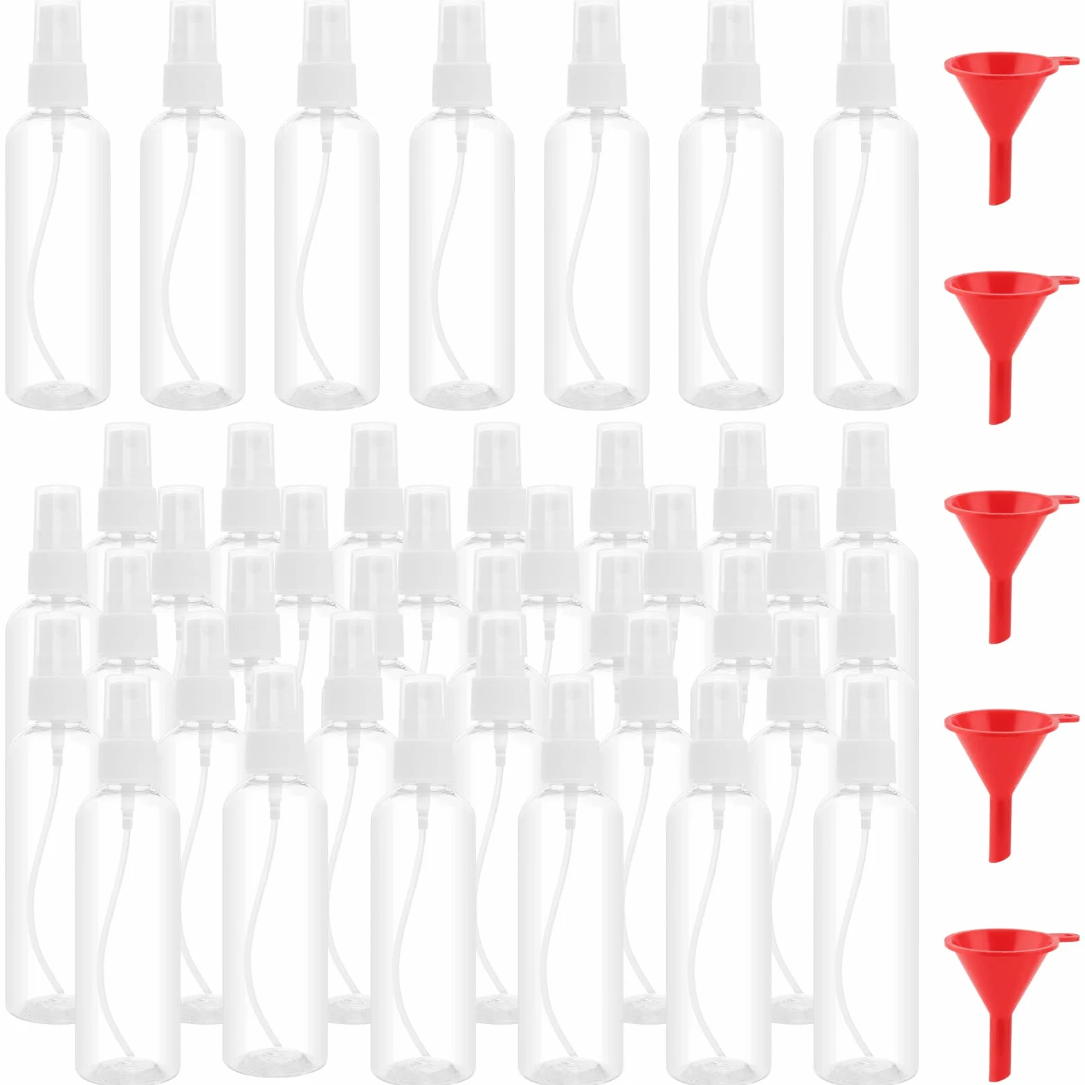 Flacon Spray Vide 100ml - Lot de 40 Pièces Flacon Vaporisateur Voyage Avion en Plastique Transparent avec Entonnoir pour Parfum, Huiles Essentielles, Cosmétiques