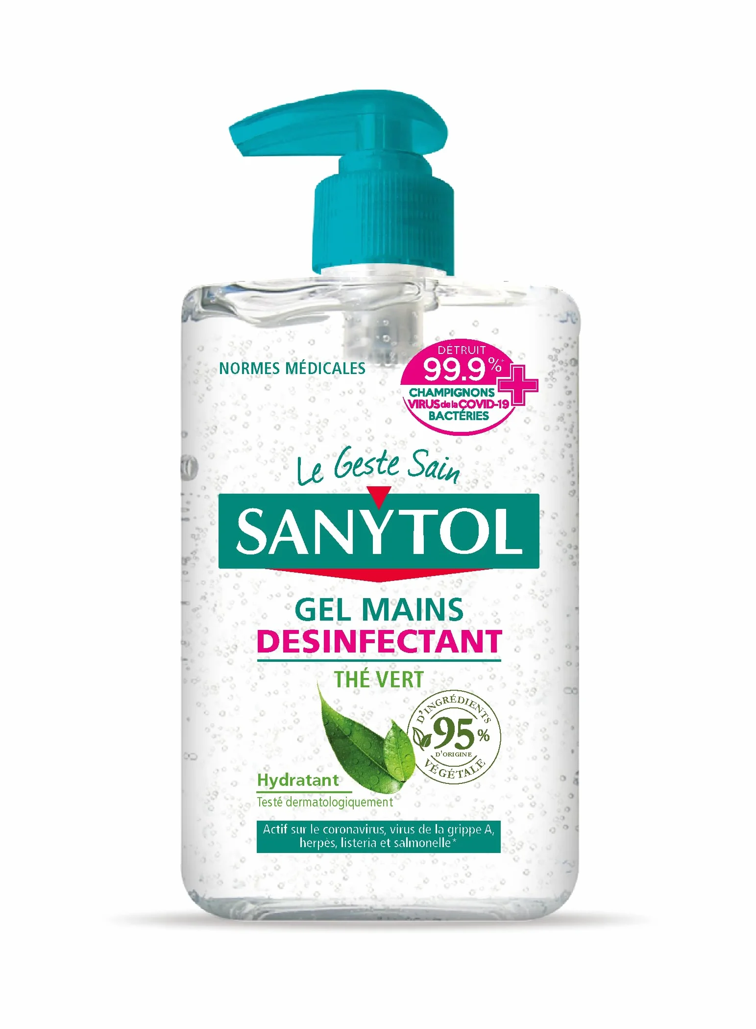 Sanytol Gel Mains Désinfectant Thé Vert 250 ml Lot de 3 Bactéricide Virucide Fongicide