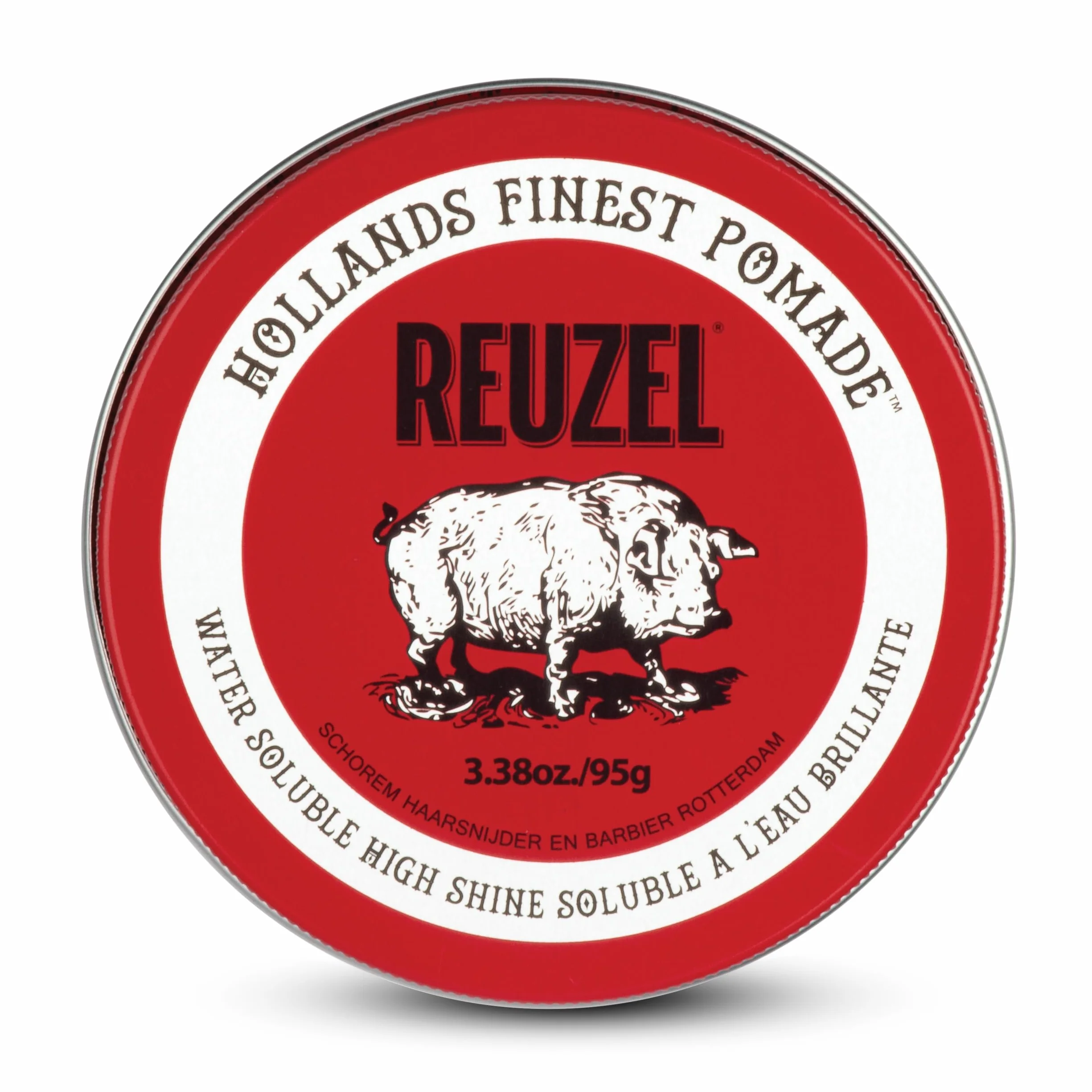 Reuzel Pommade rouge à tenue moyenne et haute brillance pour hommes, pommade hydrosoluble pour un look flexible et brillant 3,38oz/95g