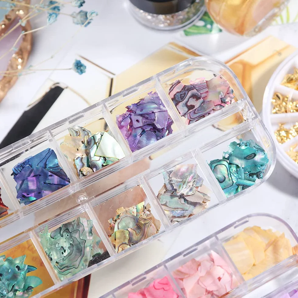 CHANGAR Coquille d'Ormeau Paillettes Multicolores pour Nail Art - Abalone Disques Manucure DIY
