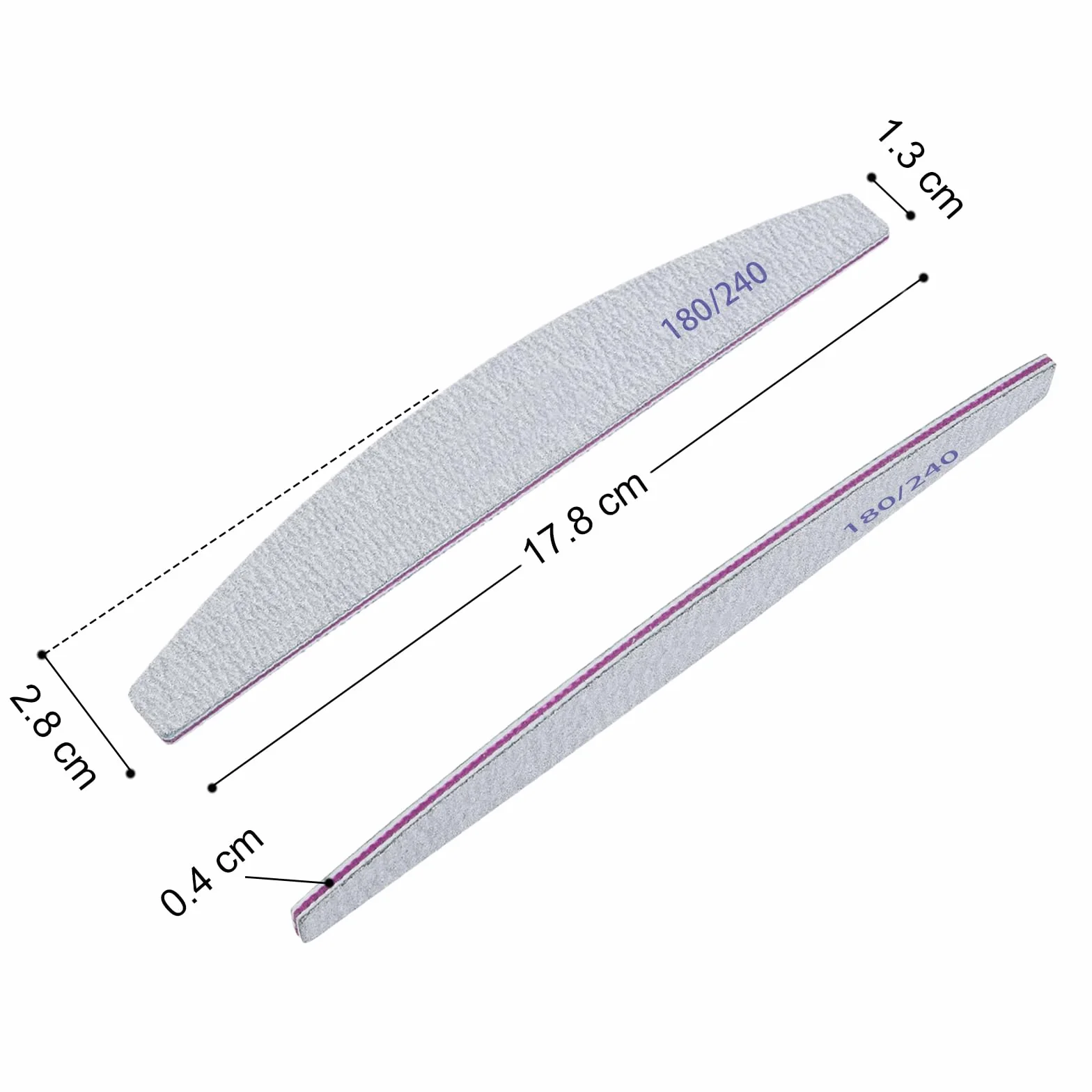 Limes à Ongles Professionnelle 180/240 16pcs Double Face Lime Nail Art pour Manucure
