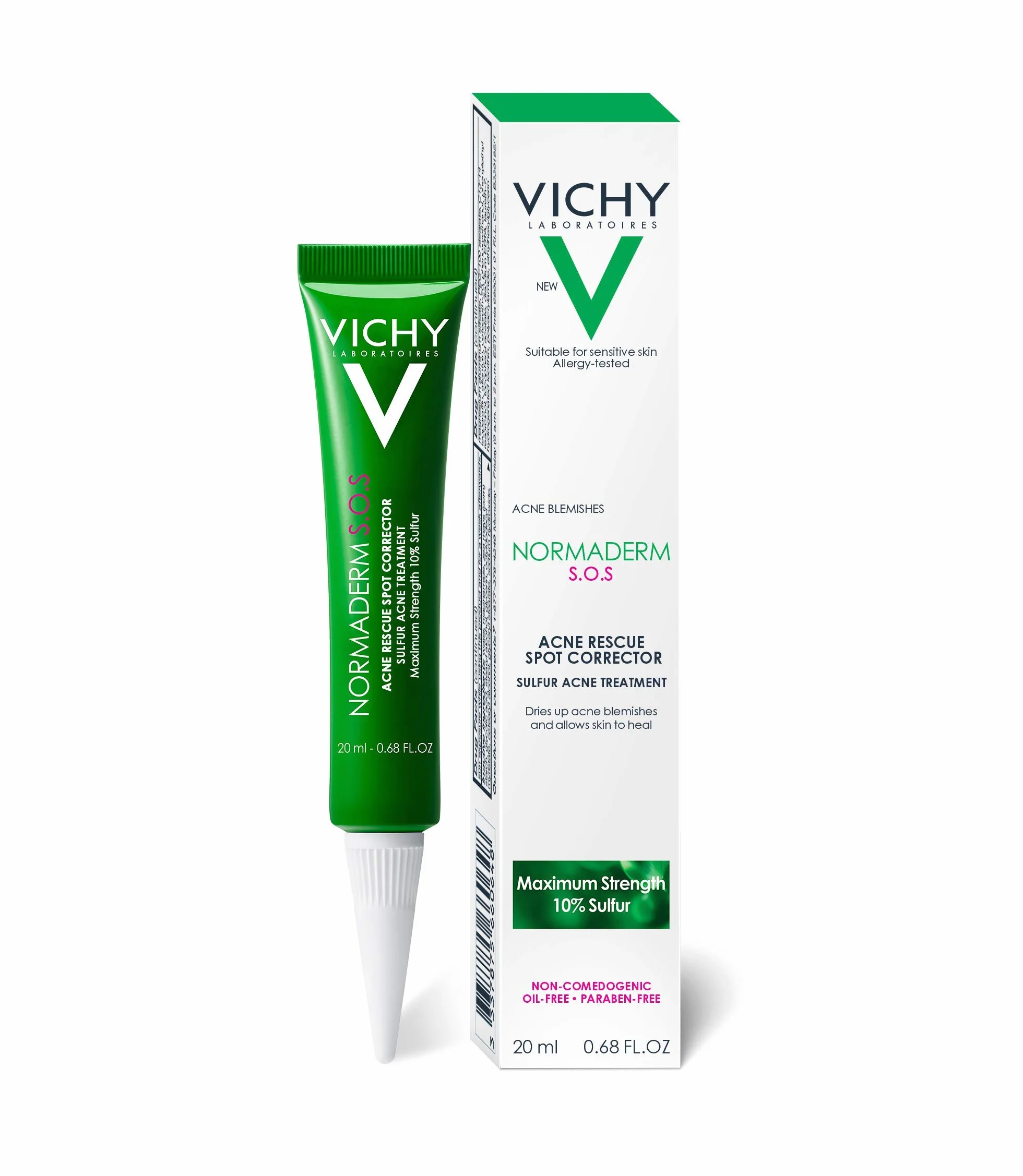 Vichy NORMADERM Pâte Anti Boutons SOS Au Soufre Niacinamide Acide Glycolique Anti Tâche Visage Purifie Apaise la Peau