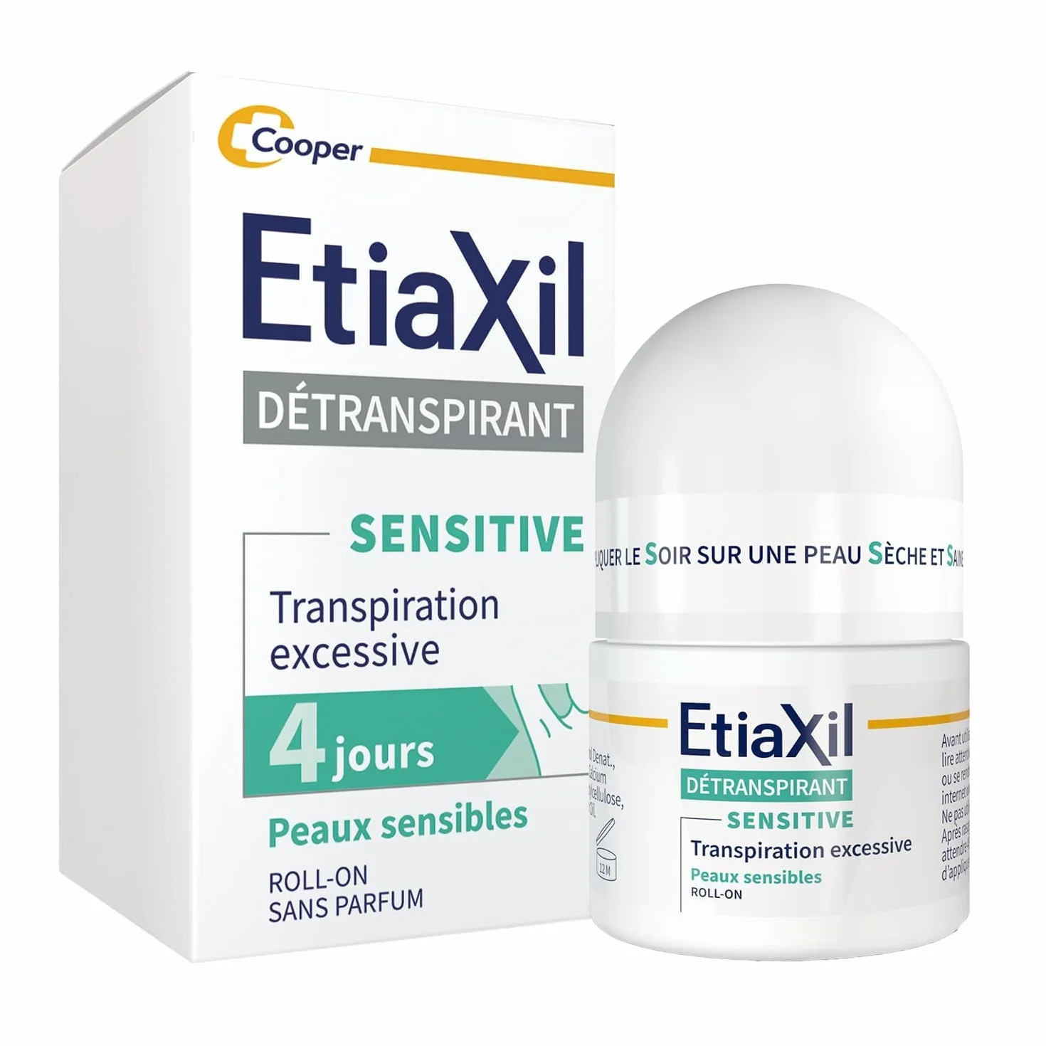 ETIAXIL Déodorant Détranspirant Traitement Transpiration Excessive Aisselles Peaux Sensibles Efficacité 4 jours 15 ml
